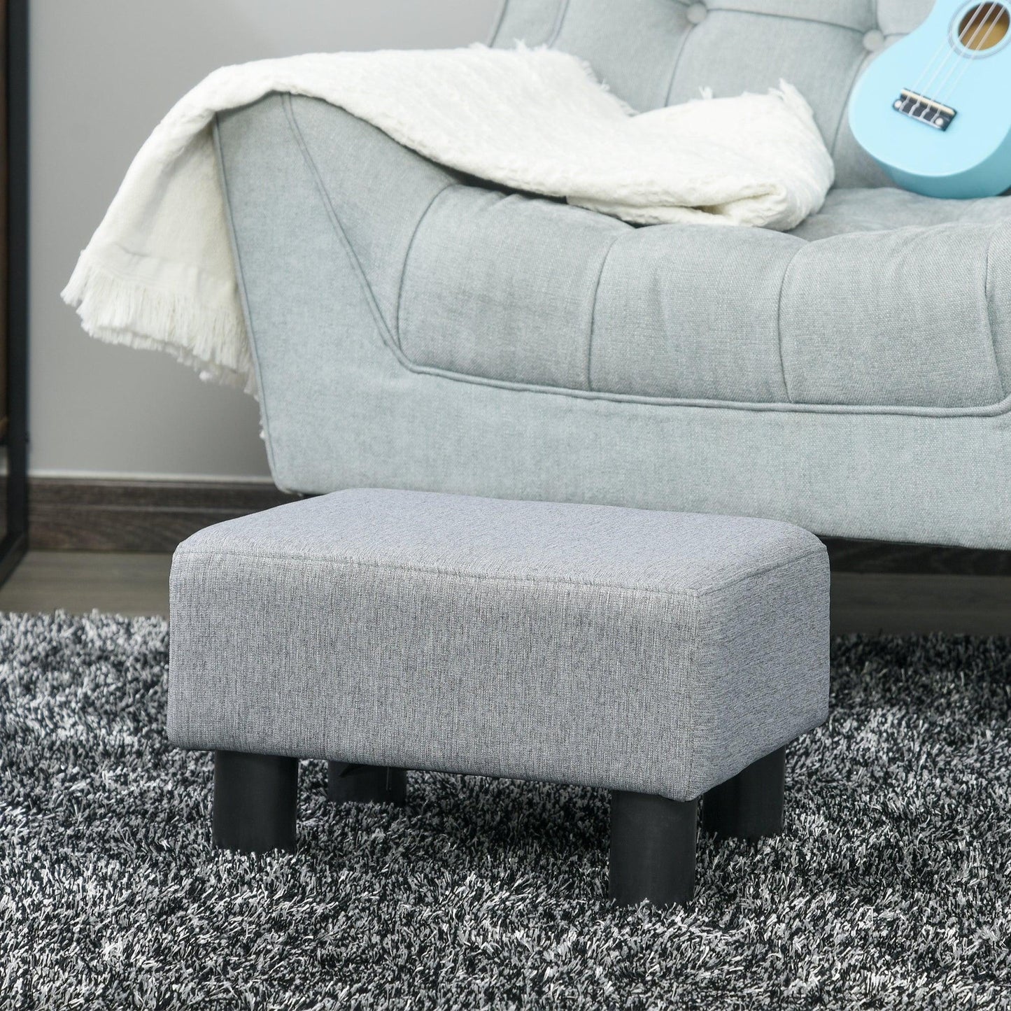 HOMCOM Grey Linen Ottoman Footrest: Simple & Stylish - ALL4U RETAILER LTD