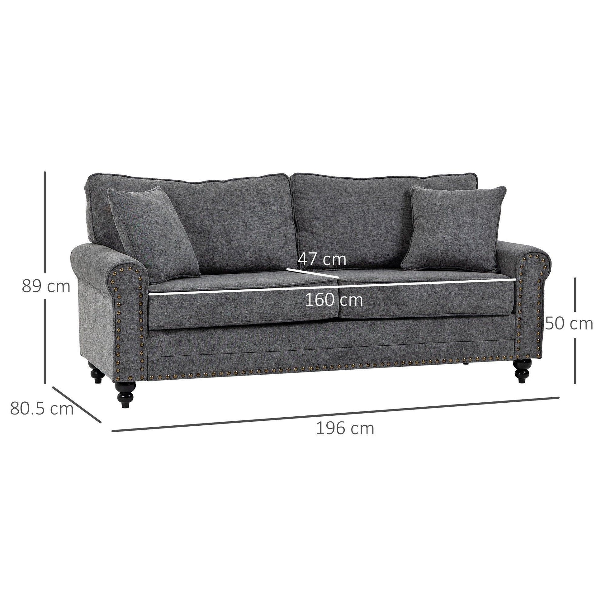 HOMCOM Grey Loveseat with Cushions and Pillows - ALL4U RETAILER LTD