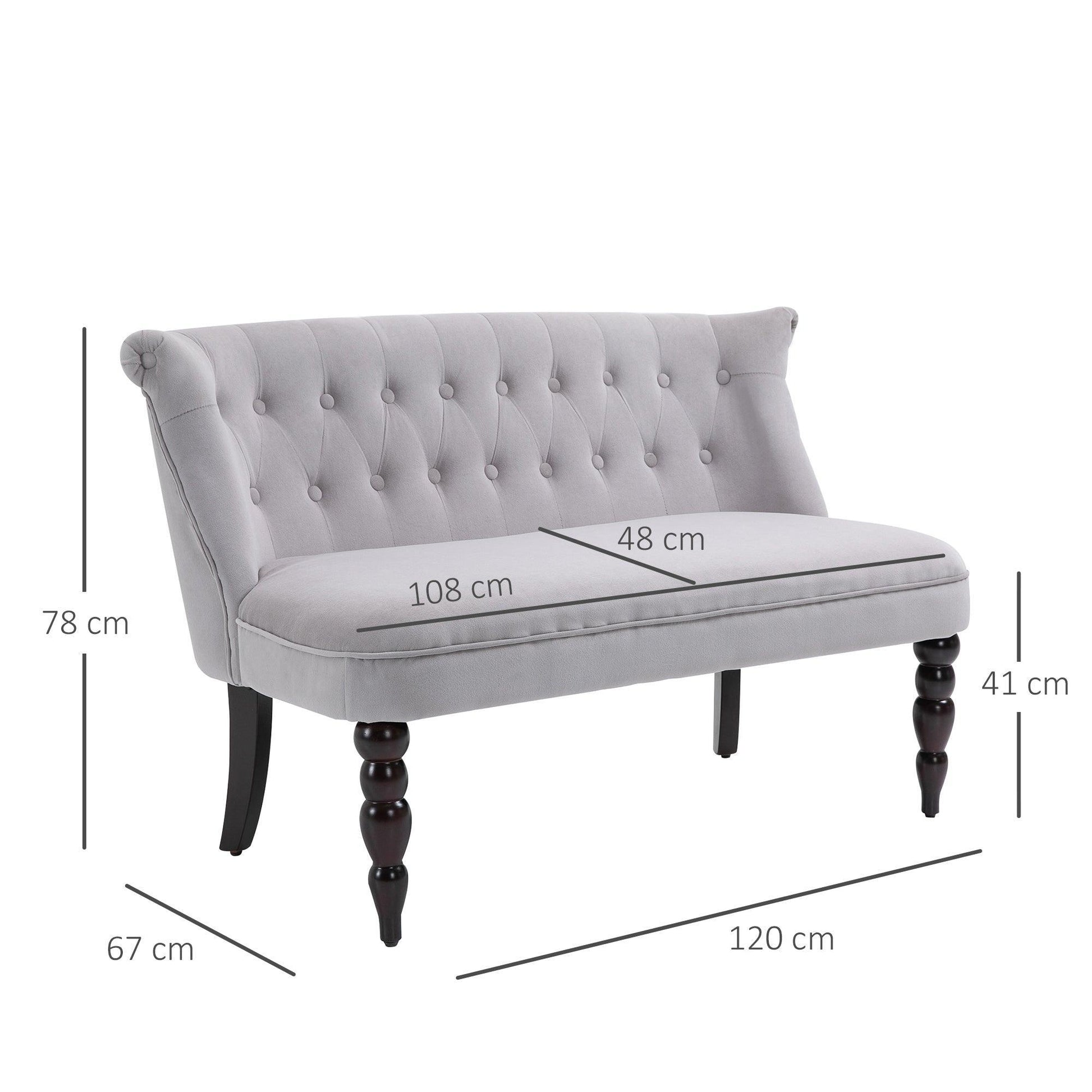 HOMCOM Grey Loveseat with Vintage Design & Button Tufts - ALL4U RETAILER LTD