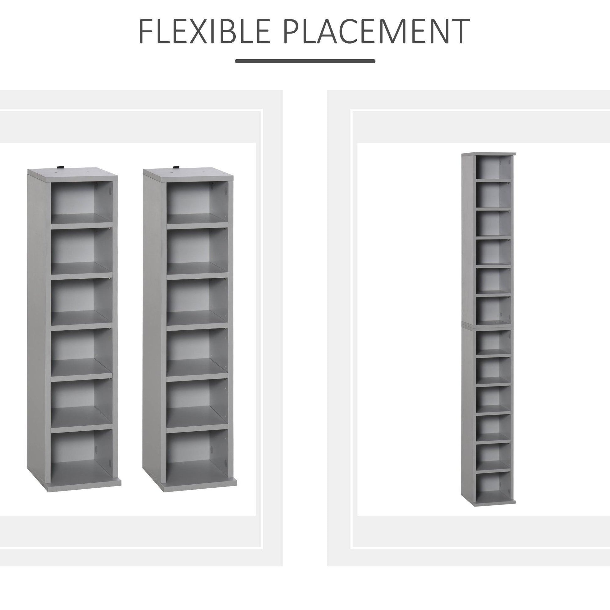 HOMCOM Grey Media Shelf - CD/DVD Storage - ALL4U RETAILER LTD