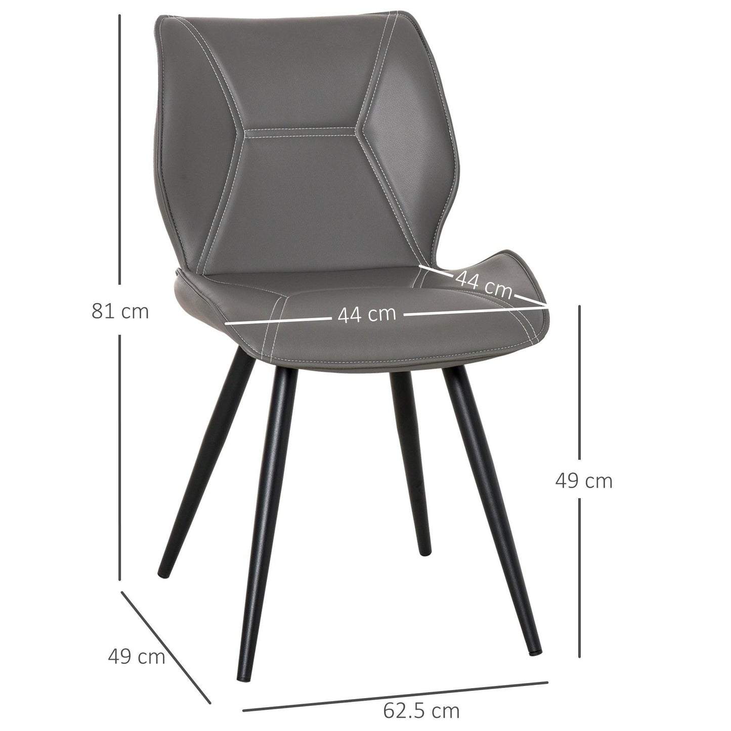 HOMCOM Grey Racing-Style Leather Dining Chairs - Set of 2 - ALL4U RETAILER LTD