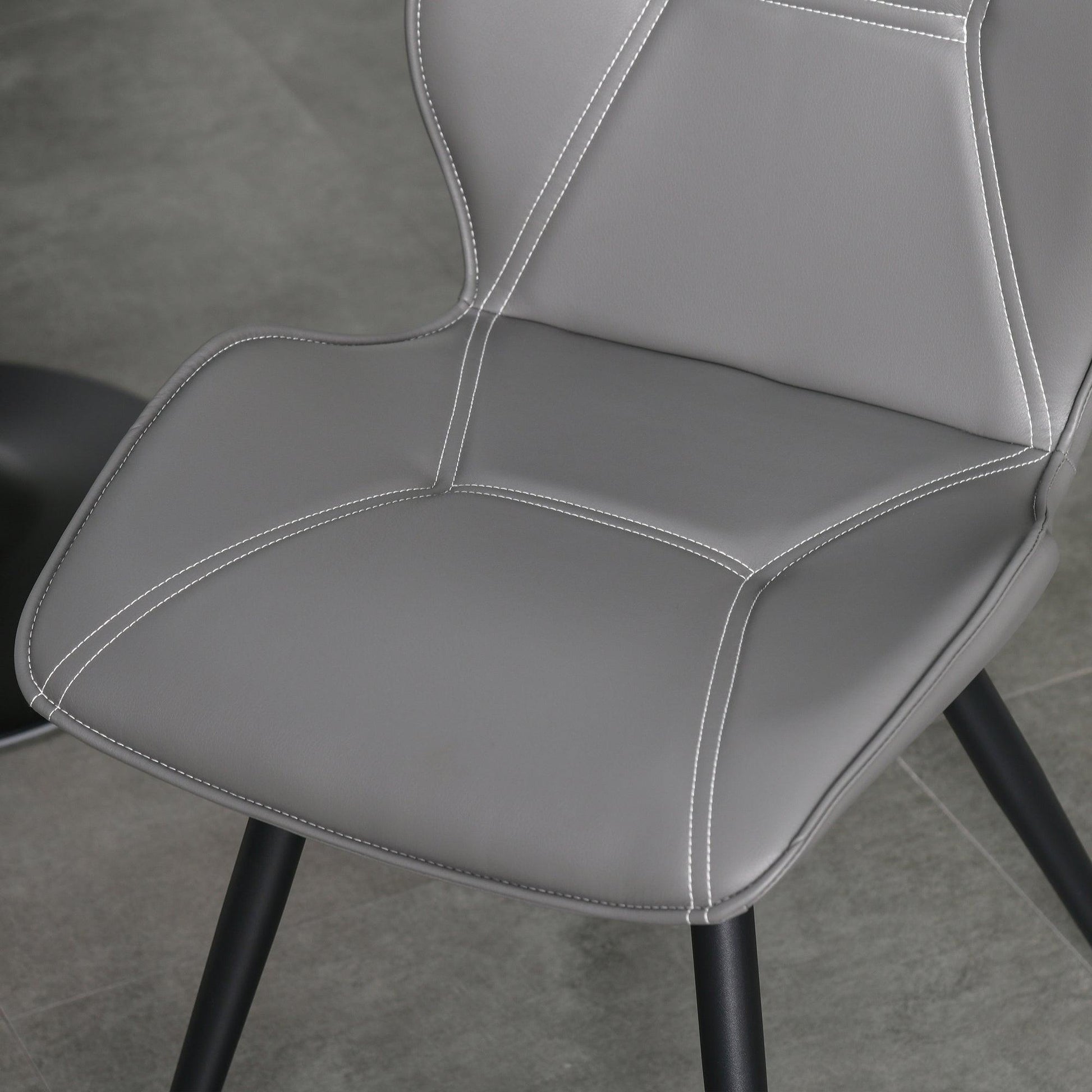 HOMCOM Grey Racing-Style Leather Dining Chairs - Set of 2 - ALL4U RETAILER LTD