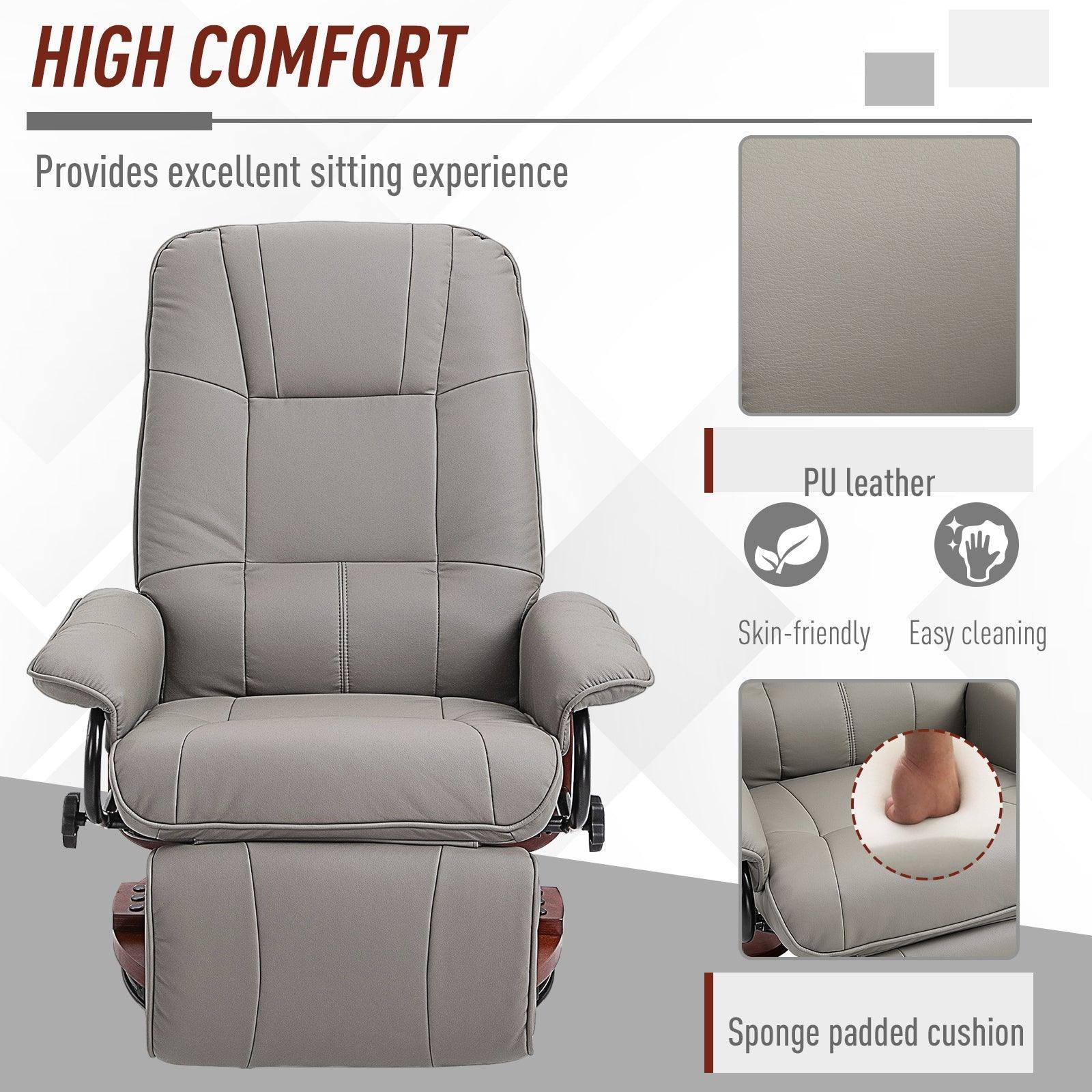 HOMCOM Grey Recliner Chair: Stylish & Cozy - ALL4U RETAILER LTD