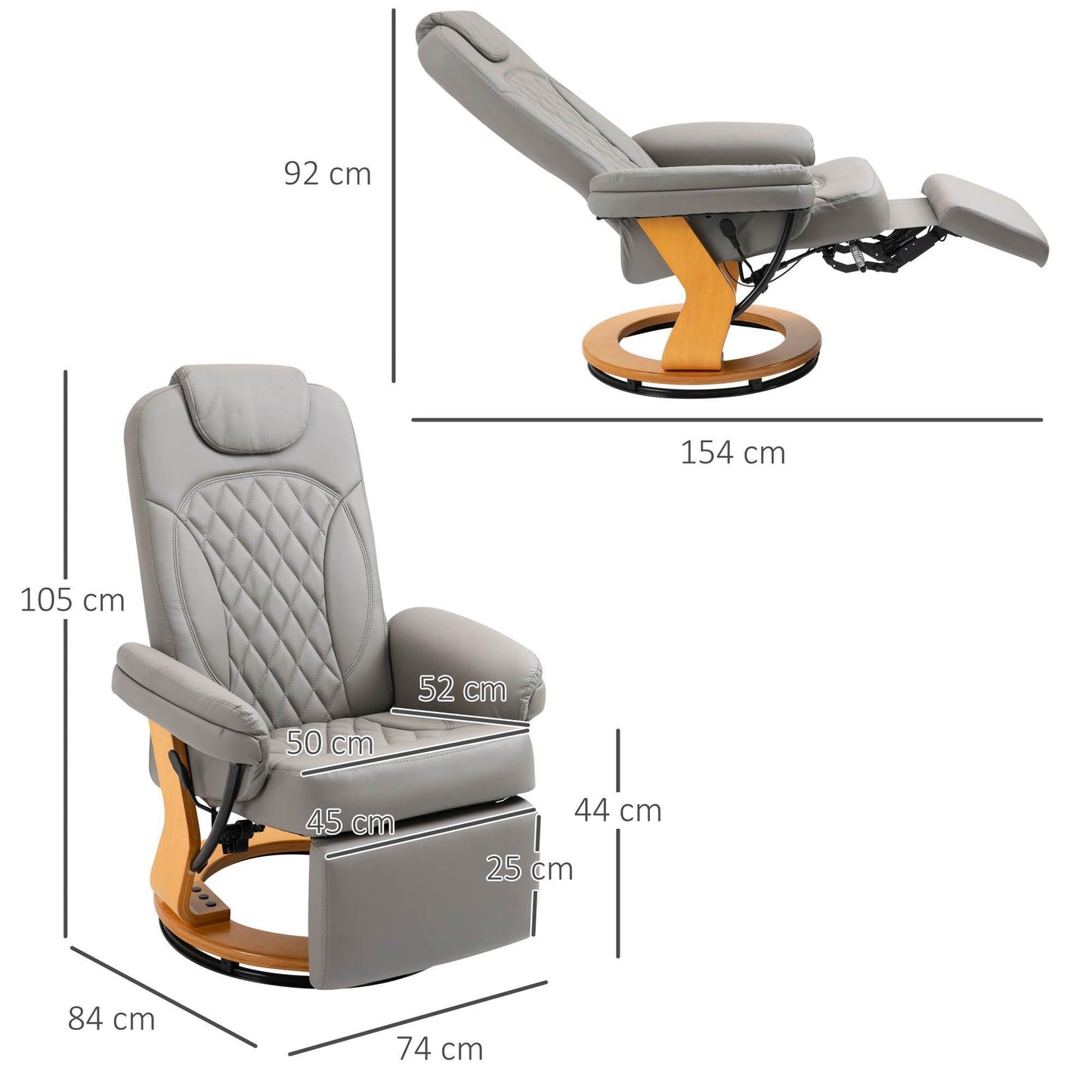 HOMCOM Grey Recliner Chair with Footrest - Ultimate Comfort - ALL4U RETAILER LTD