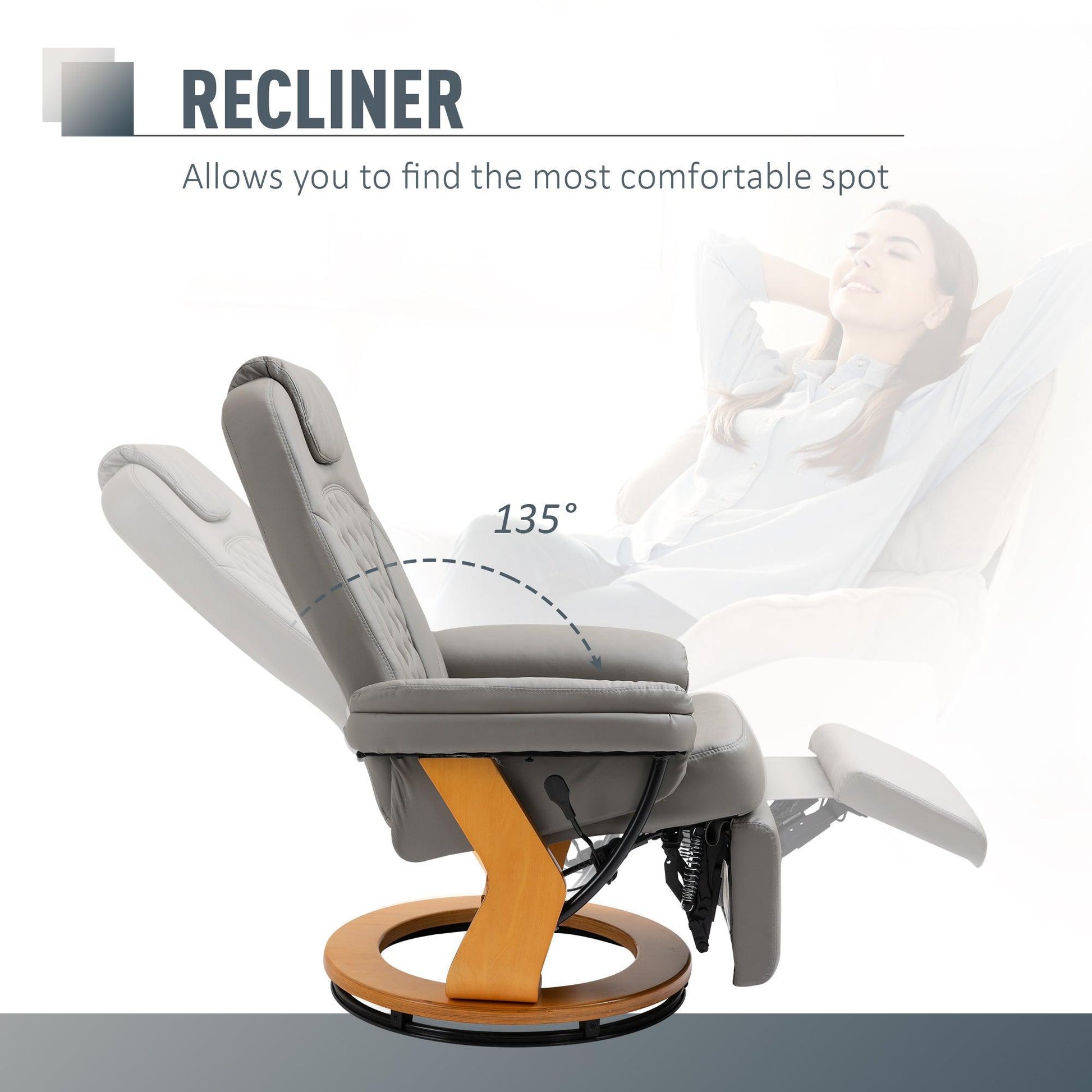 HOMCOM Grey Recliner Chair with Footrest - Ultimate Comfort - ALL4U RETAILER LTD