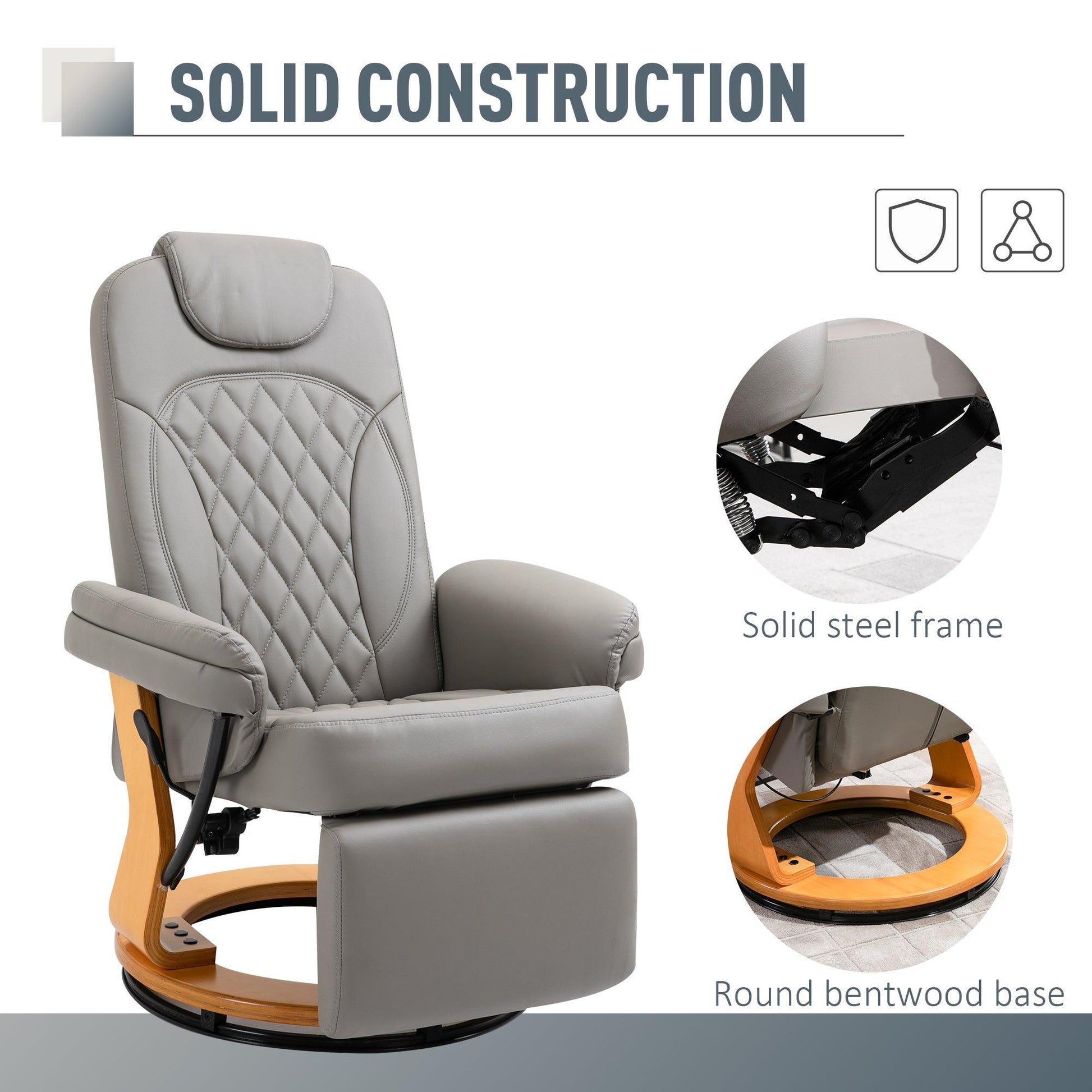 HOMCOM Grey Recliner Chair with Footrest - Ultimate Comfort - ALL4U RETAILER LTD