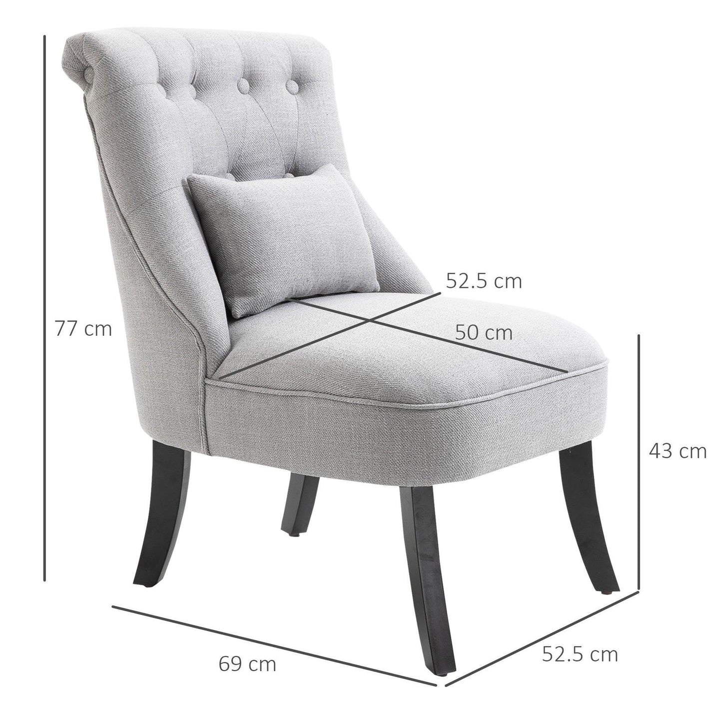 HOMCOM Grey Single Sofa Dining Chair - Simple & Stylish - ALL4U RETAILER LTD