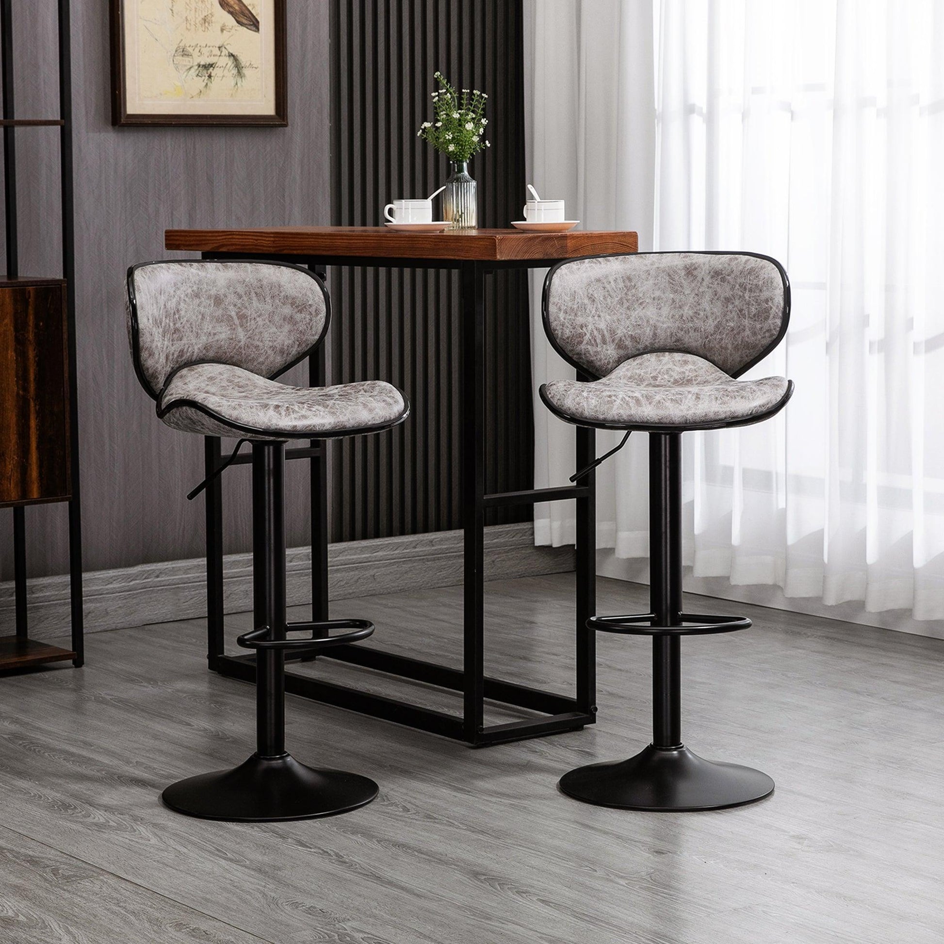 HOMCOM Grey Swivel Bar Stools, Set of 2 - ALL4U RETAILER LTD