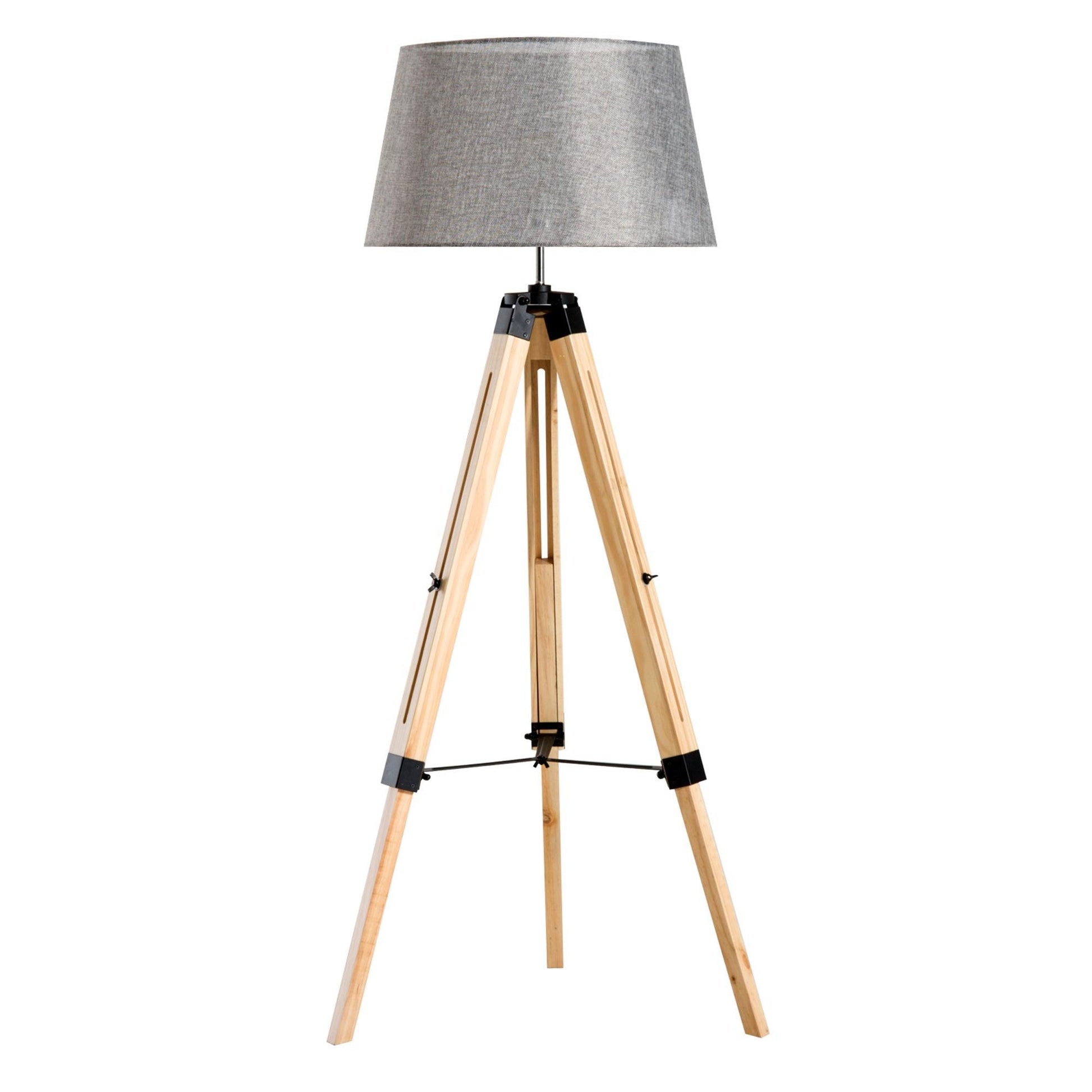 HOMCOM Grey Tripod Floor Lamp - ALL4U RETAILER LTD