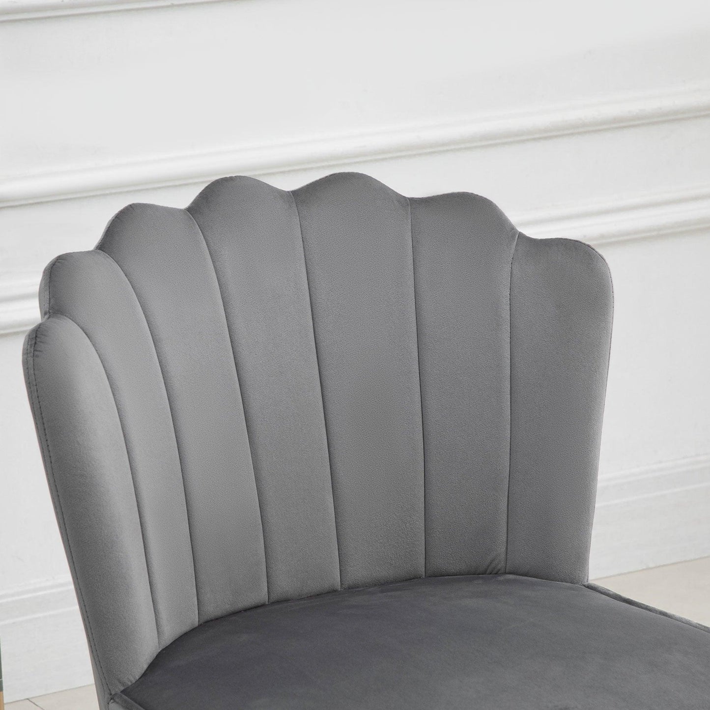 HOMCOM Grey Velvet Accent Chair, Metal Legs - ALL4U RETAILER LTD