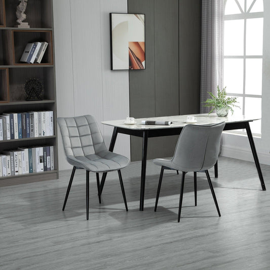 HOMCOM Grey Velvet Dining Chair Set - Elegant & Comfortable - ALL4U RETAILER LTD