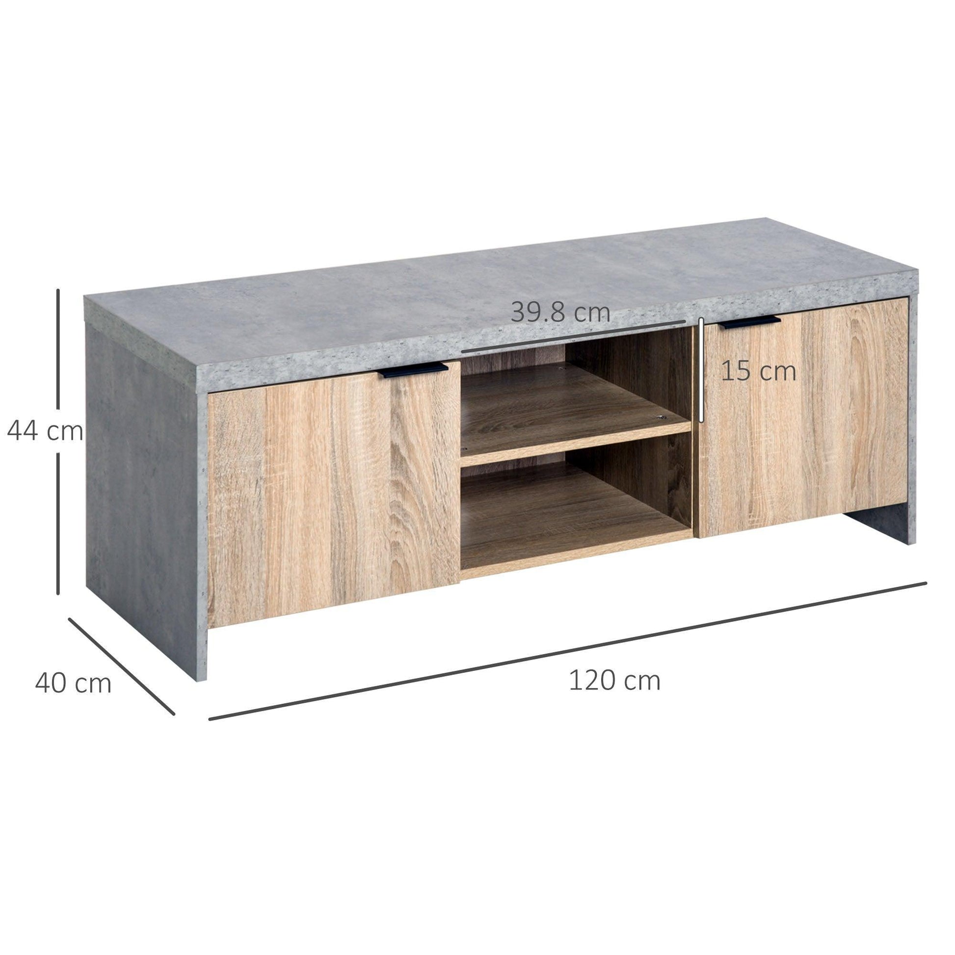 HOMCOM Grey Wooden TV Stand - Storage & Entertainment - ALL4U RETAILER LTD