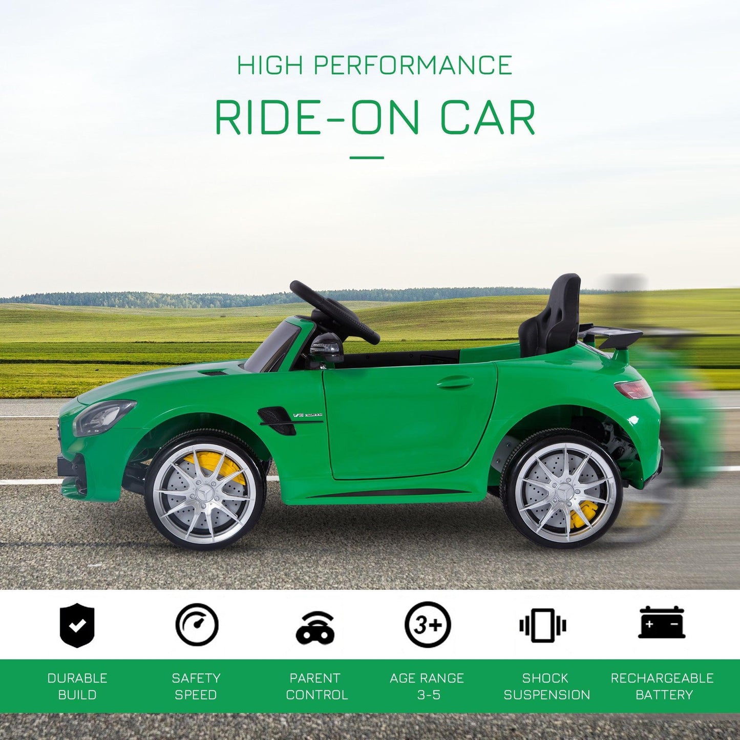 HOMCOM GTR Ride-On Car for Kids | Green - ALL4U RETAILER LTD