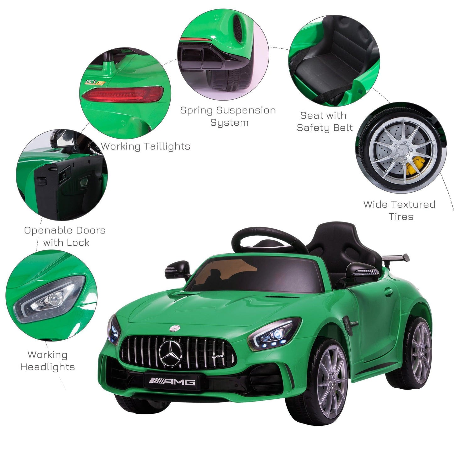 HOMCOM GTR Ride-On Car for Kids | Green - ALL4U RETAILER LTD