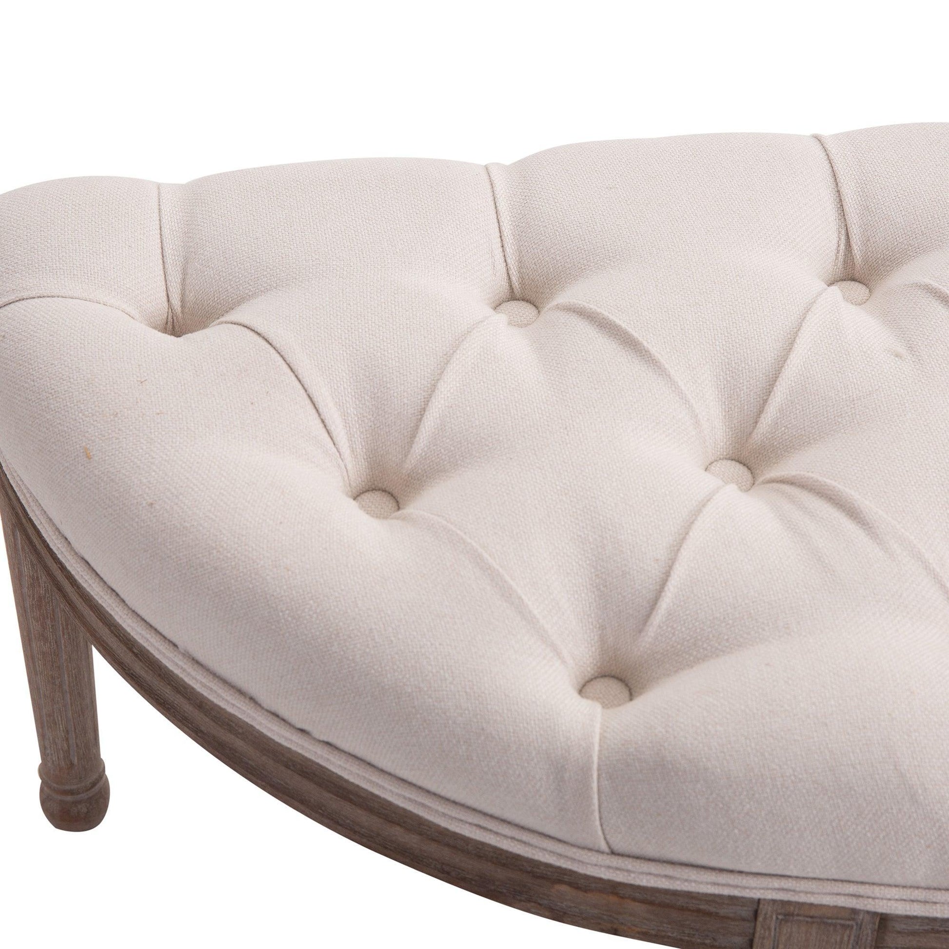 HOMCOM Half-Circle Ottoman Bench: Comfy Cream Seat - ALL4U RETAILER LTD
