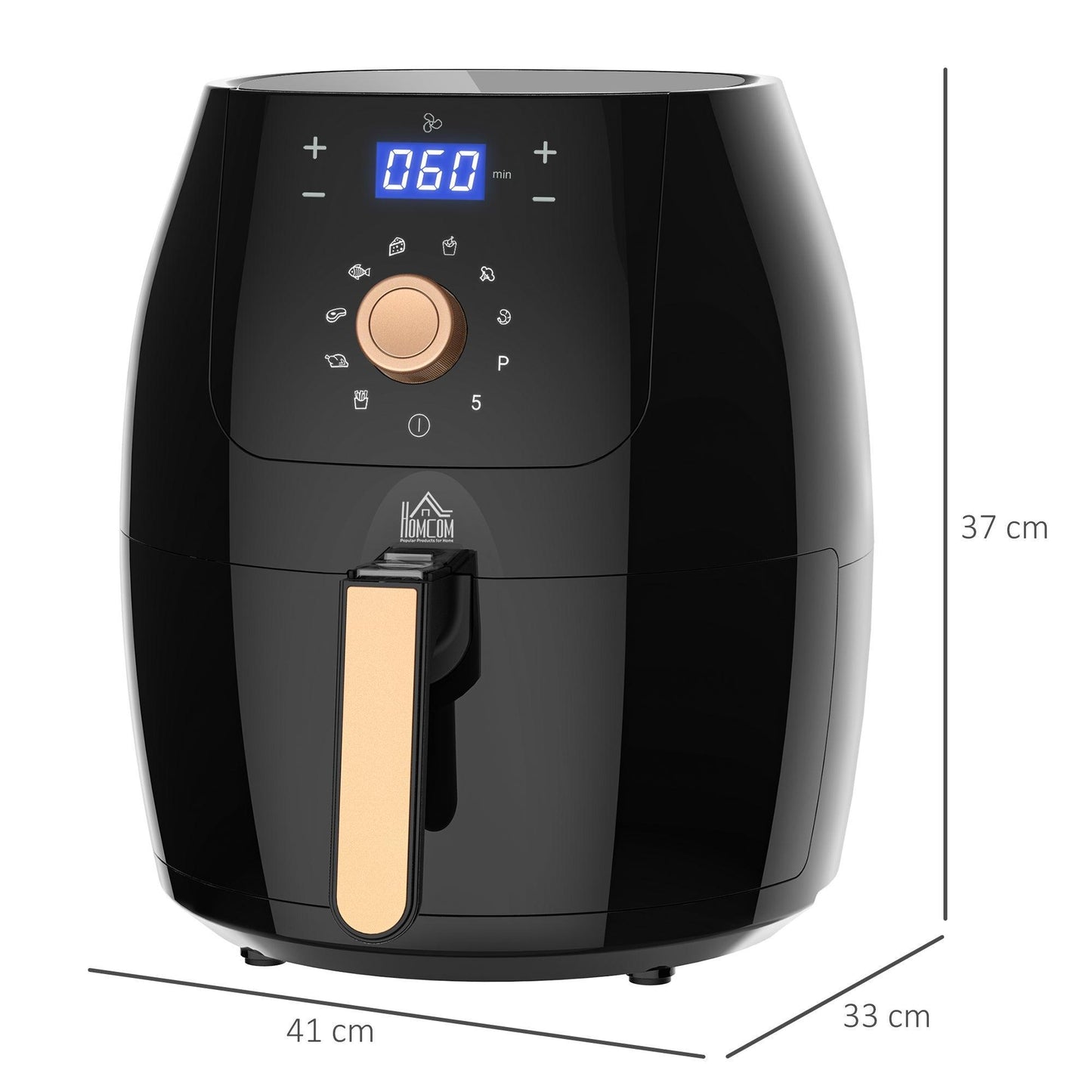 HOMCOM Healthy Air Fryer 5.5L: Digital Display, 60 Min Timer - ALL4U RETAILER LTD