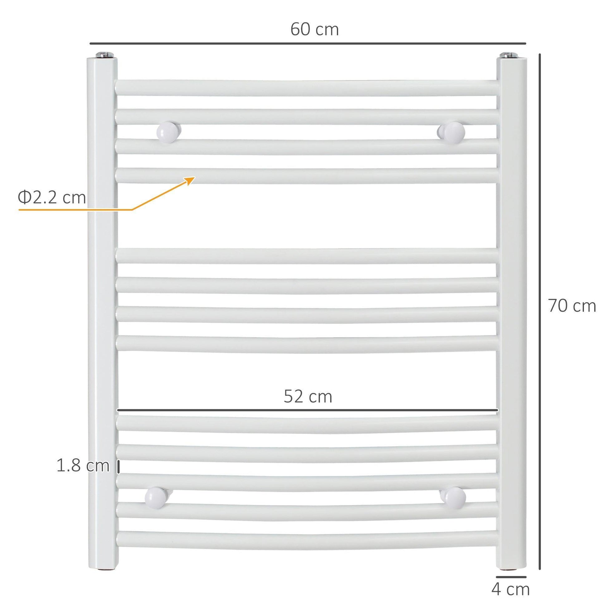 HOMCOM Heated Towel Rail - White, 600x700mm - ALL4U RETAILER LTD