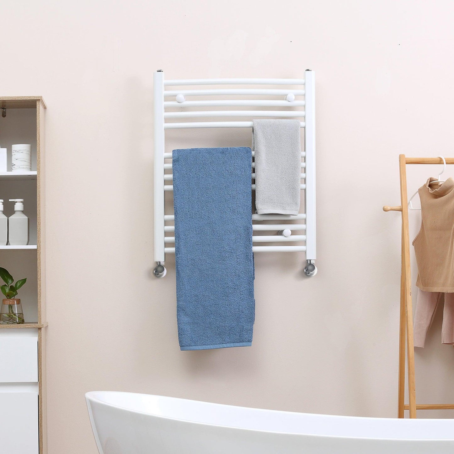 HOMCOM Heated Towel Rail - White, 600x700mm - ALL4U RETAILER LTD