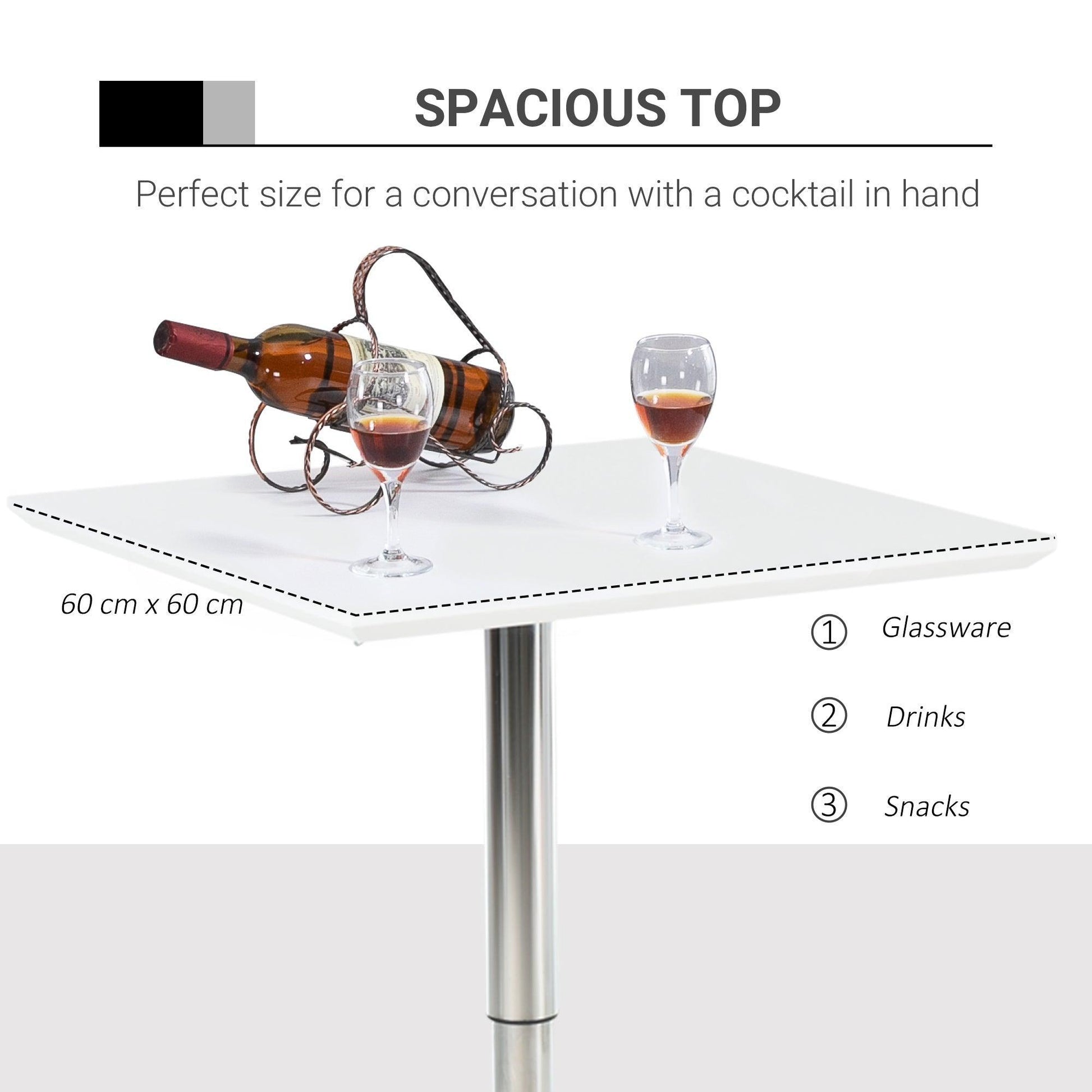 HOMCOM Height Adjustable White Bar Table for Home Bar and Kitchen - ALL4U RETAILER LTD