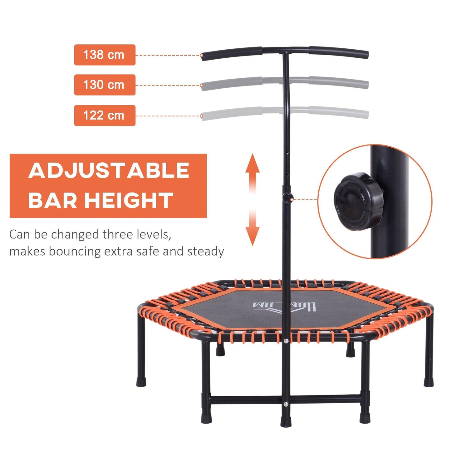 HOMCOM Hexagonal Bungee Rebounder - Adjustable Handle - ALL4U RETAILER LTD