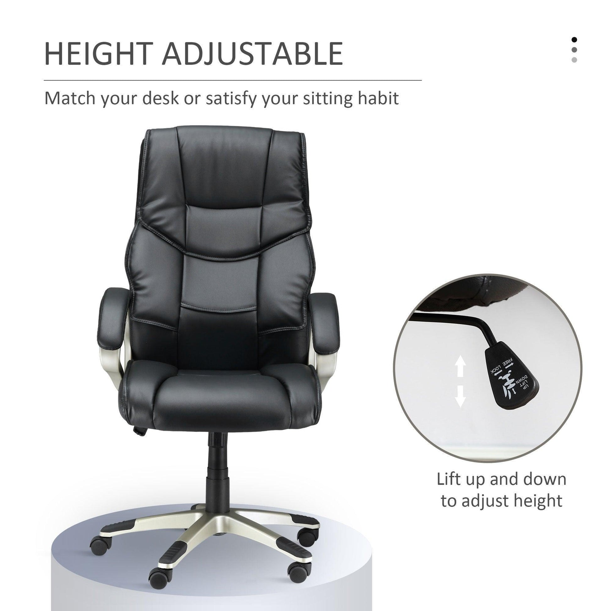 HOMCOM High Back Desk Chair - Adjustable & Rocking - ALL4U RETAILER LTD