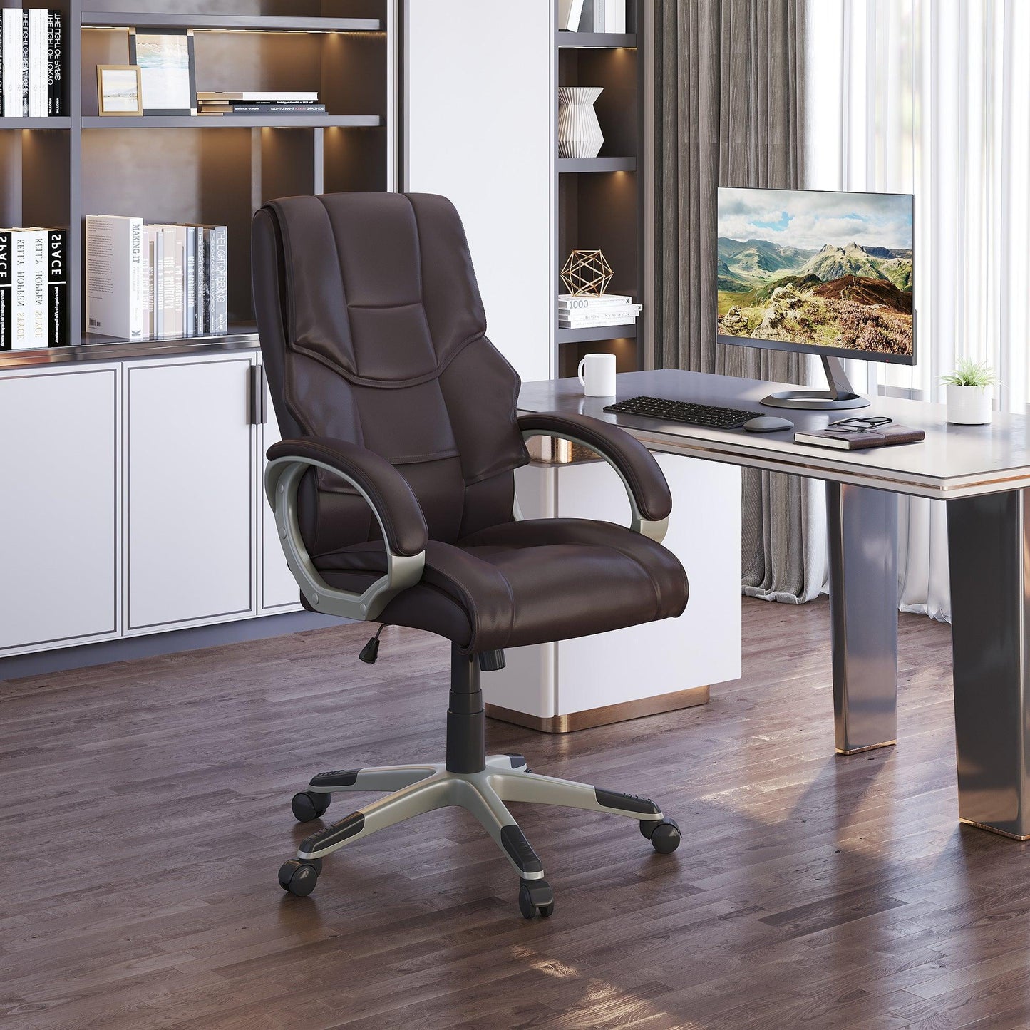 HOMCOM High Back Desk Chair: Ergonomic & Stylish - ALL4U RETAILER LTD