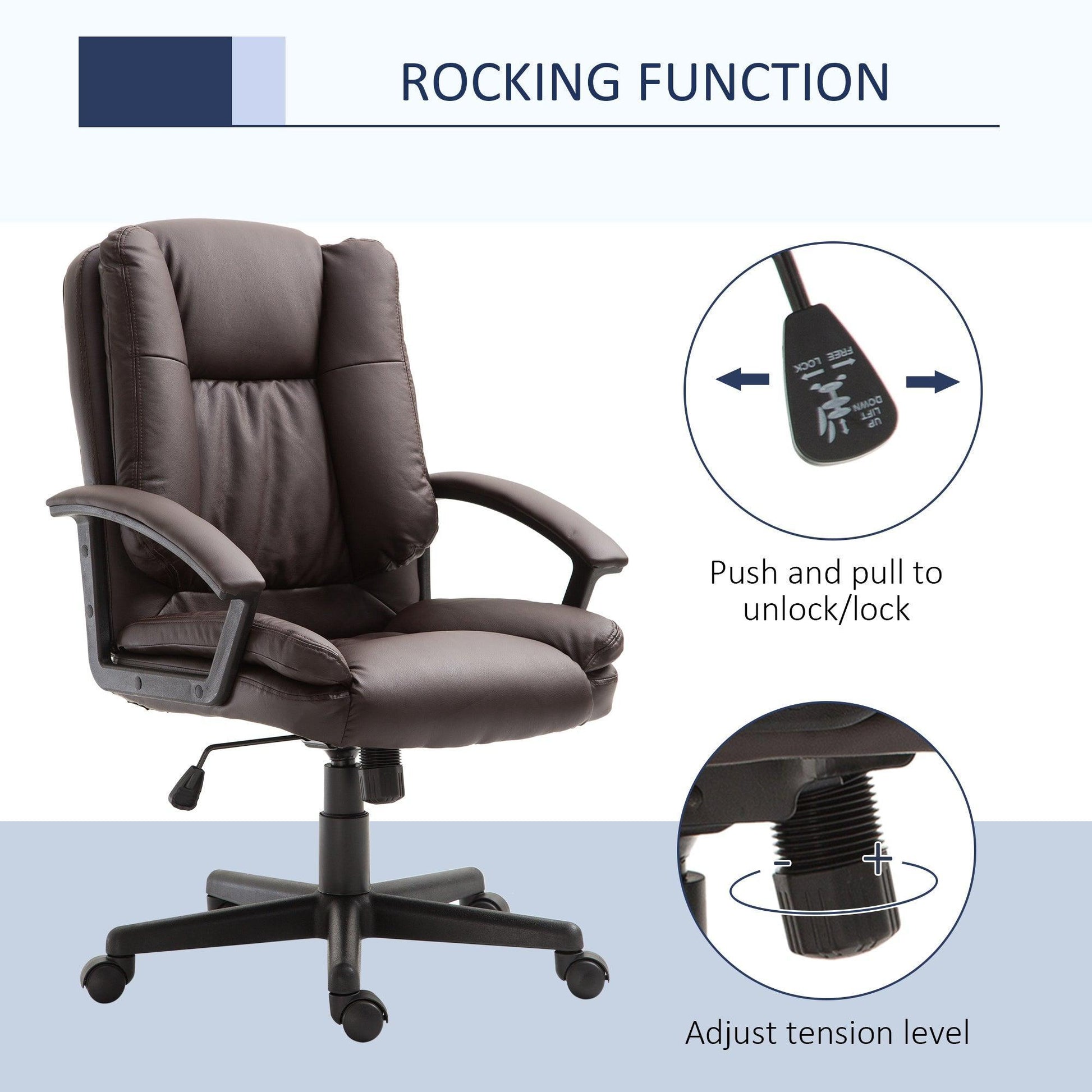 HOMCOM Home Office Chair with Swivel, Padding and Wheels - ALL4U RETAILER LTD