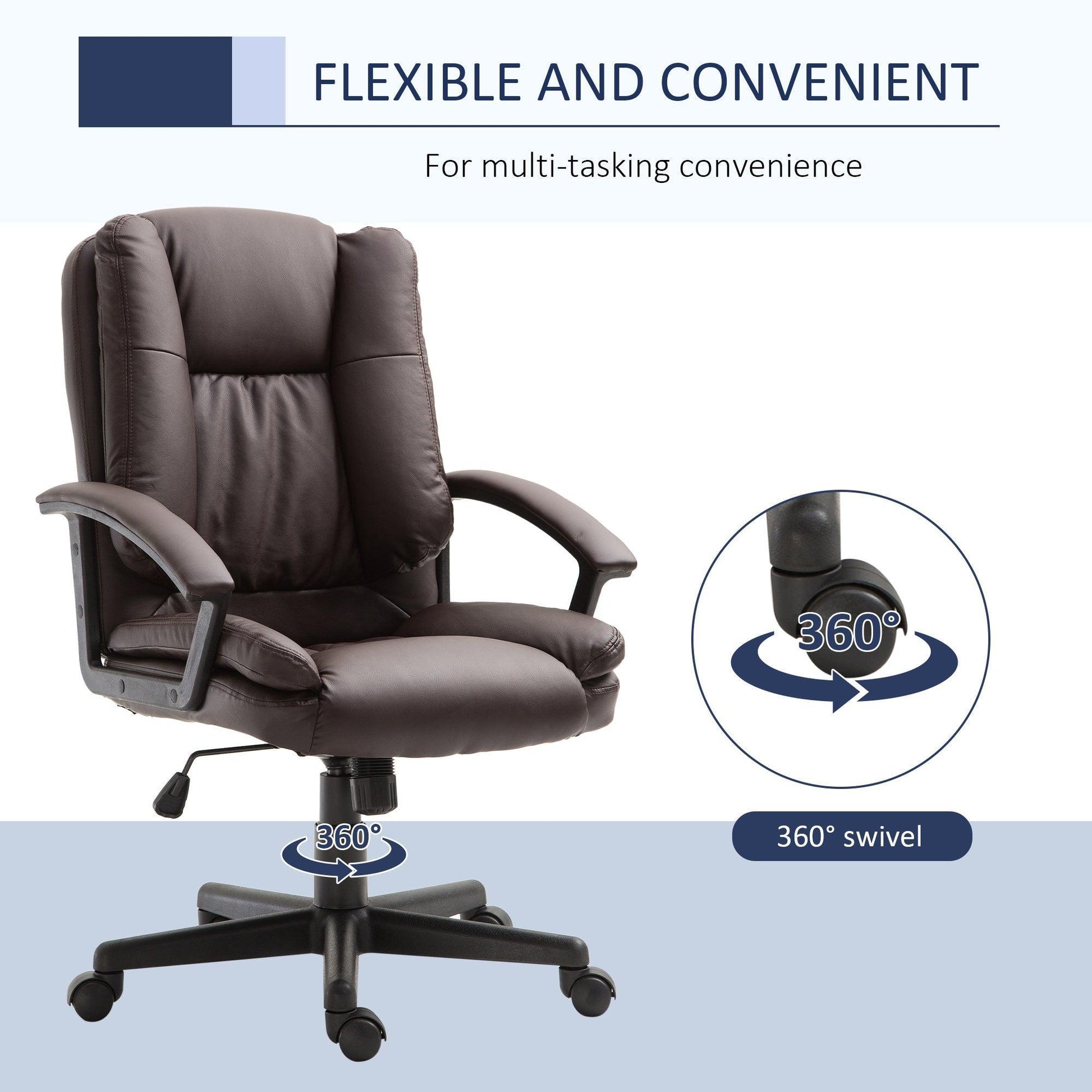 HOMCOM Home Office Chair with Swivel, Padding and Wheels - ALL4U RETAILER LTD