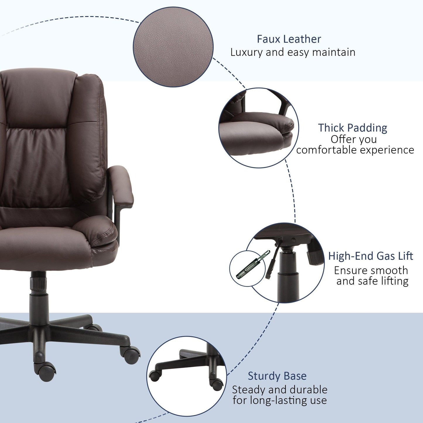 HOMCOM Home Office Chair with Swivel, Padding and Wheels - ALL4U RETAILER LTD