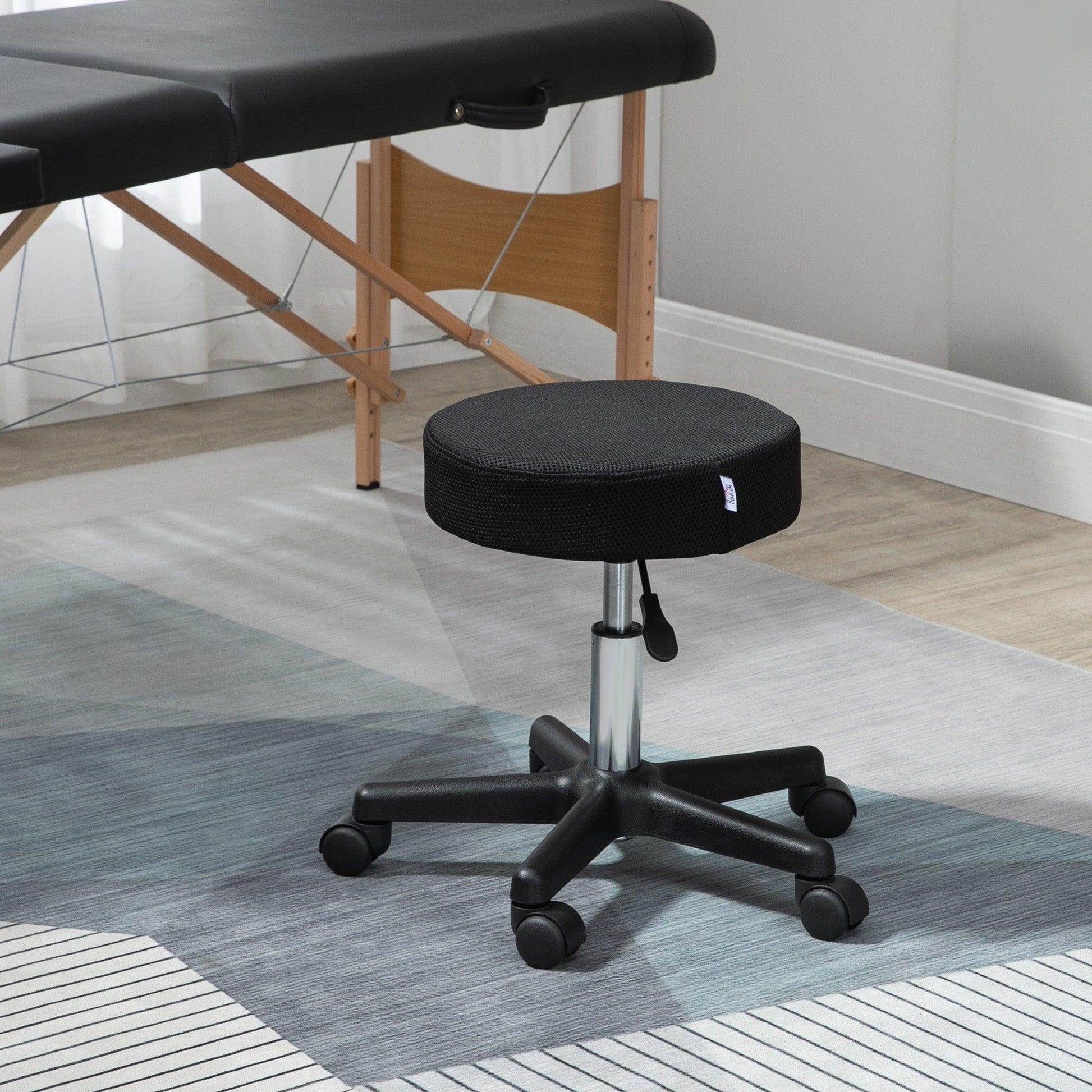 HOMCOM Hydraulic Salon Stool, Adjustable, Swivel & 3 Seat Covers - ALL4U RETAILER LTD