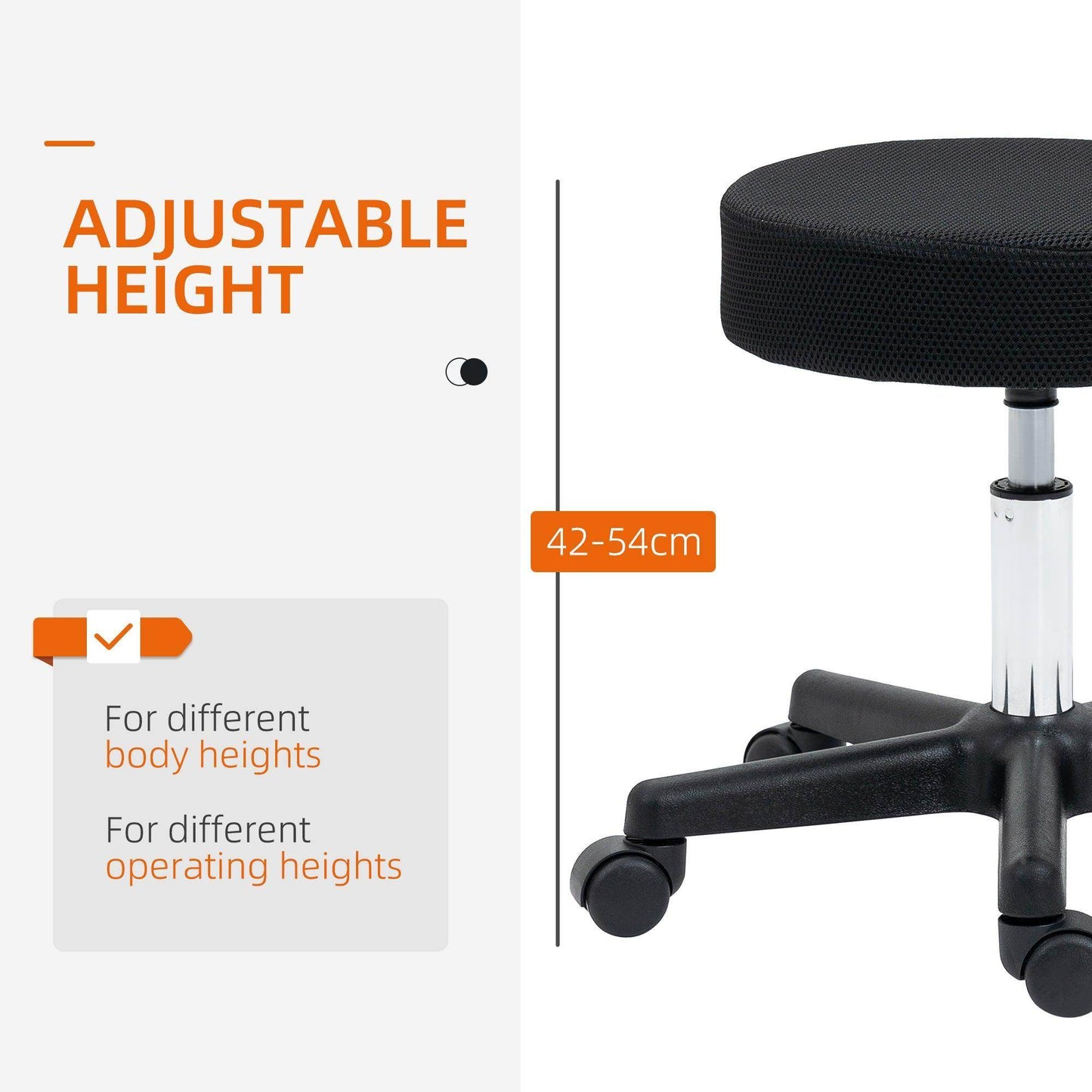 HOMCOM Hydraulic Salon Stool, Adjustable, Swivel & 3 Seat Covers - ALL4U RETAILER LTD
