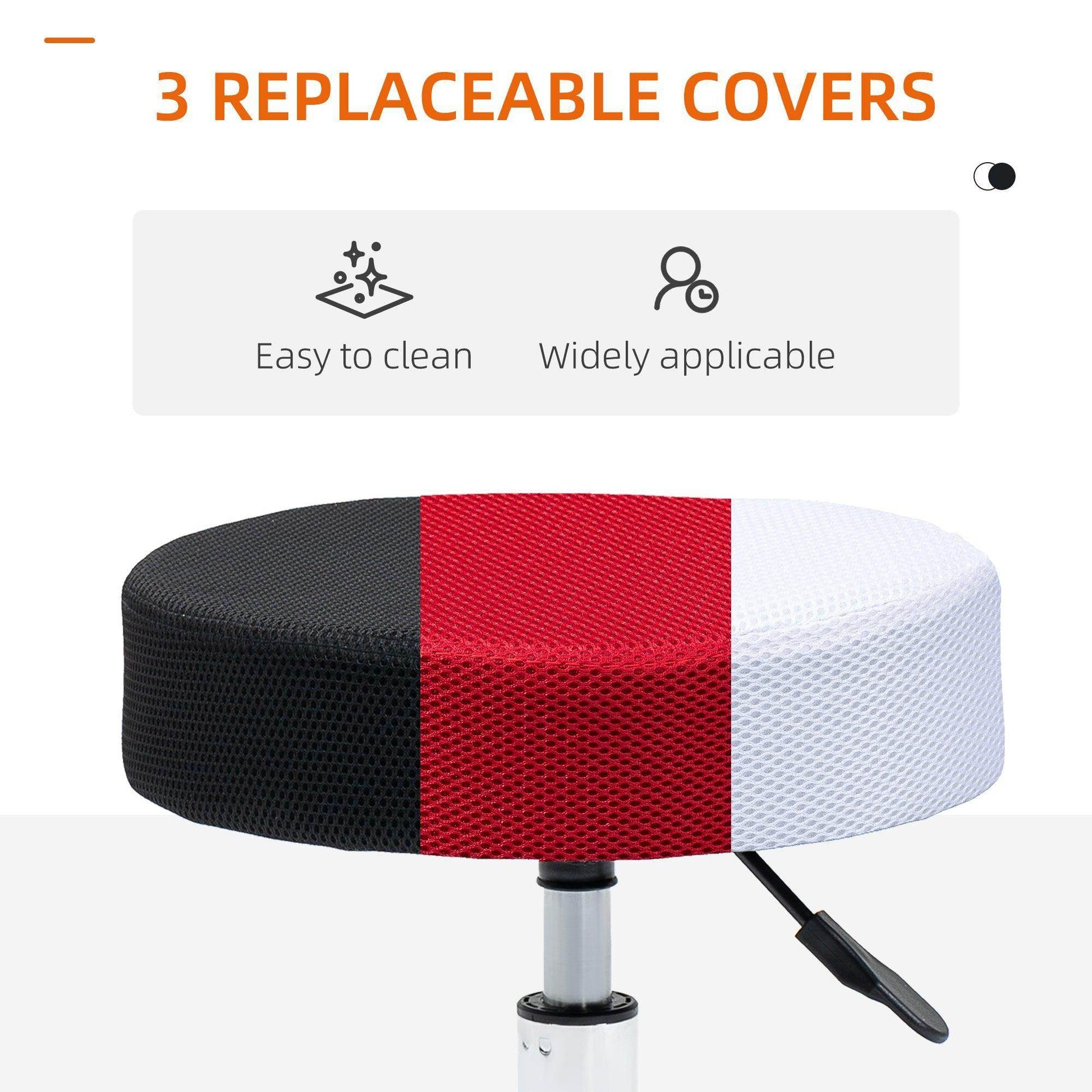 HOMCOM Hydraulic Salon Stool, Adjustable, Swivel & 3 Seat Covers - ALL4U RETAILER LTD