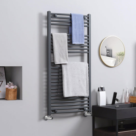 HOMCOM Hydronic Towel Warmer for Central Heating - Grey - ALL4U RETAILER LTD