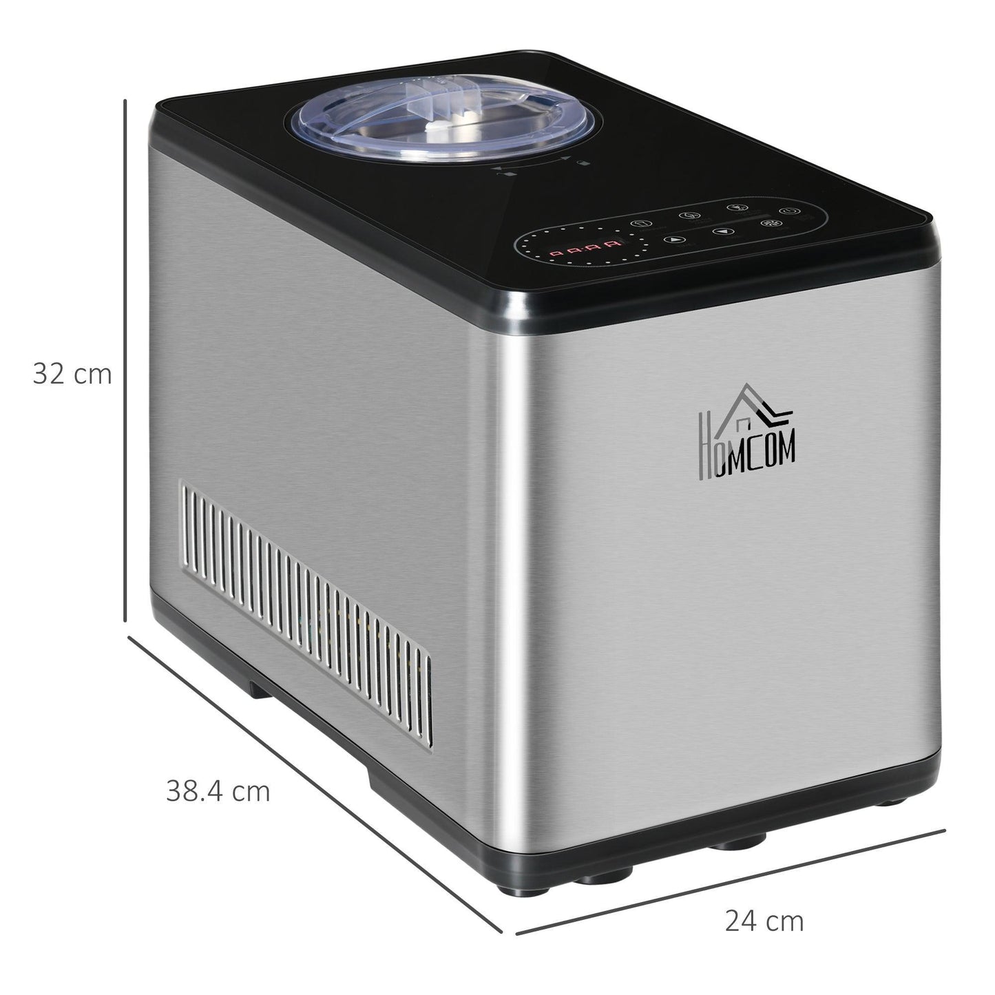 HOMCOM Ice Cream Maker: Stainless Steel, 1.5L Capacity - ALL4U RETAILER LTD