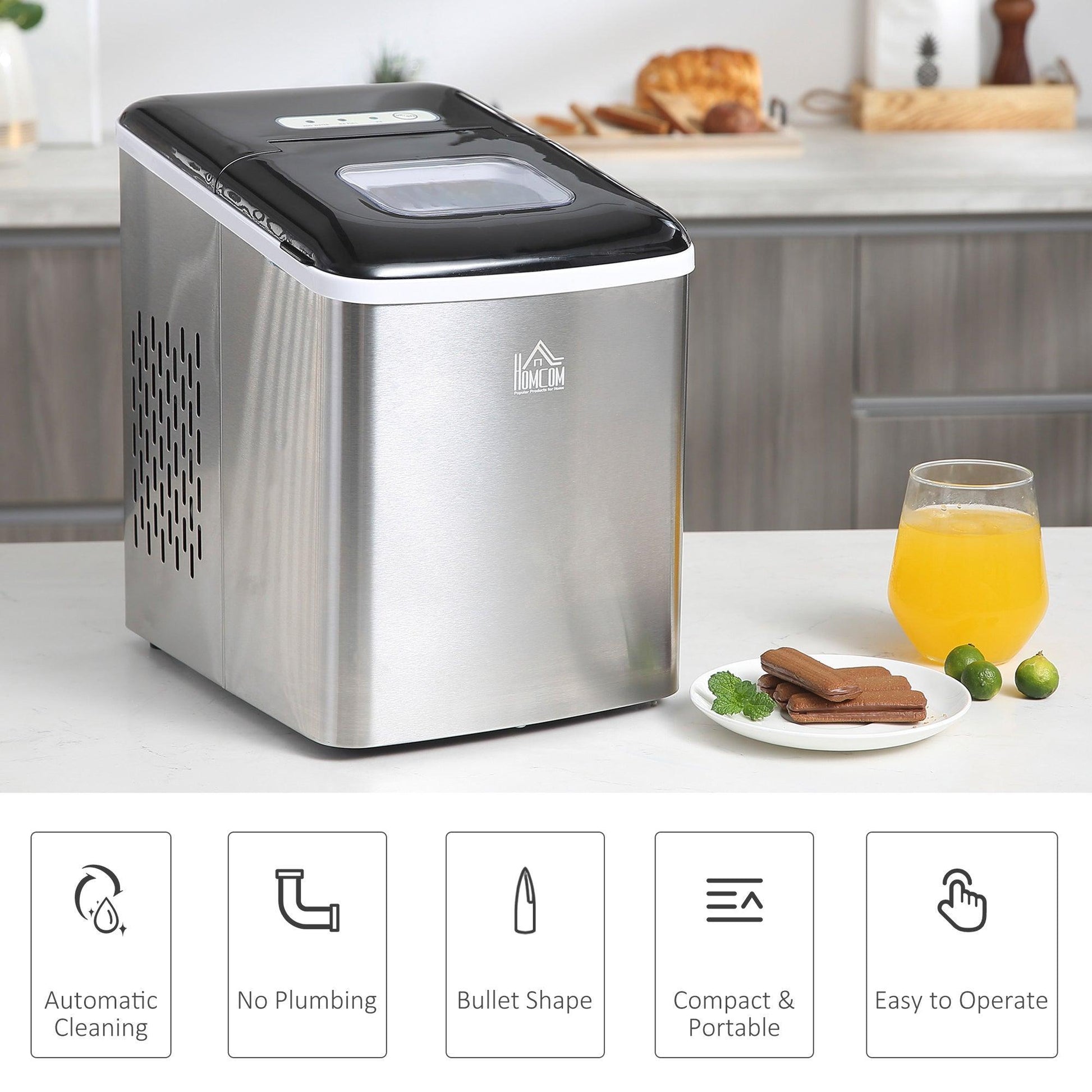 HOMCOM Ice Maker - Fast & Efficient Ice Cube Machine - ALL4U RETAILER LTD