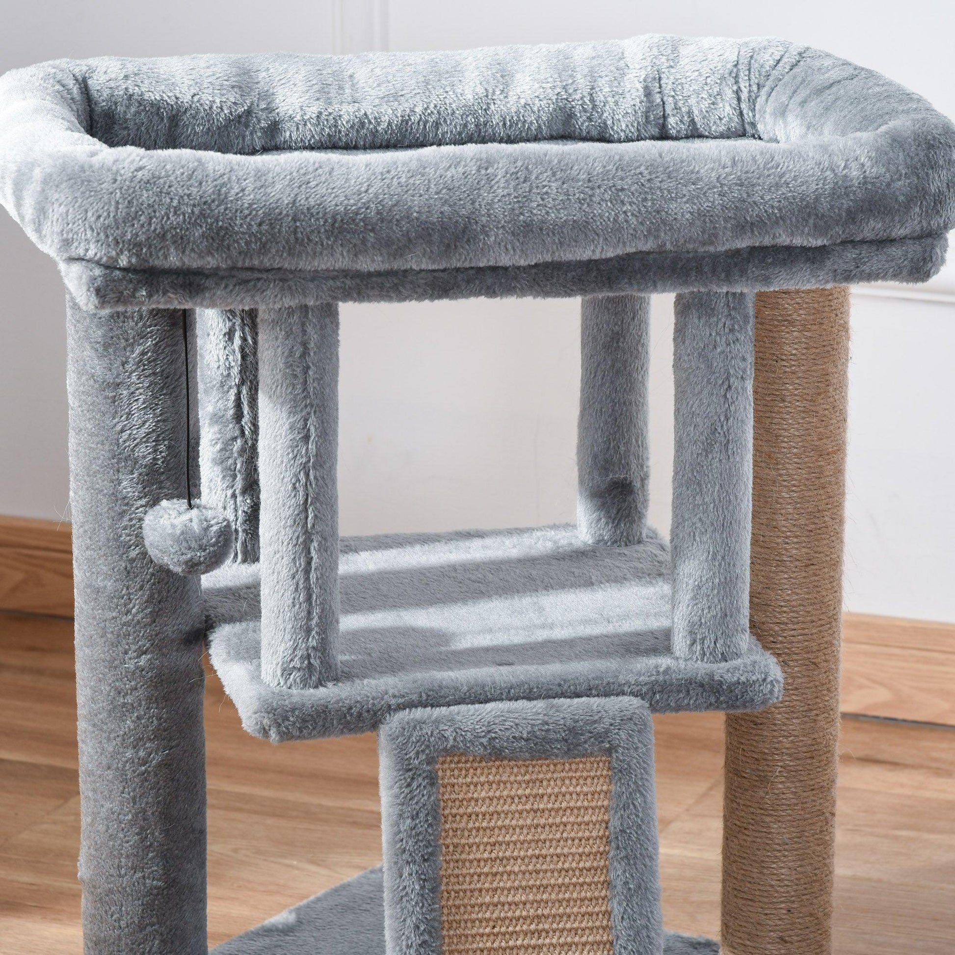 HOMCOM Indoor Cat Climbing Tower: Grey 57cm - ALL4U RETAILER LTD