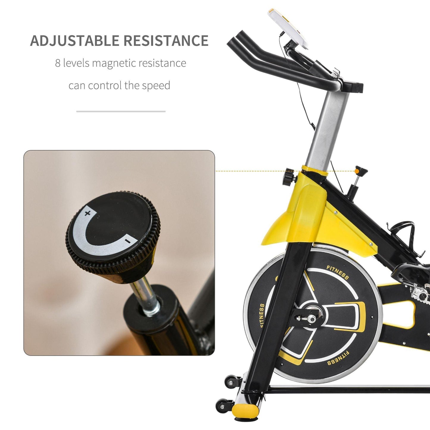 HOMCOM Indoor Cycling Bike with LCD Display - Adjustable Resistance - ALL4U RETAILER LTD