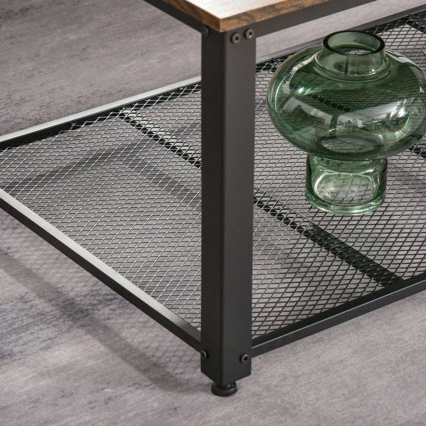 HOMCOM Industrial Coffee Table with Storage Shelf - ALL4U RETAILER LTD