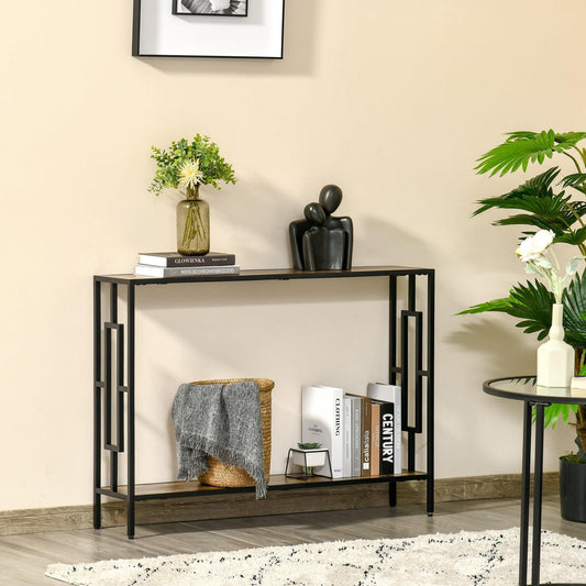 HOMCOM Industrial Console Table with Storage - Rustic Brown - ALL4U RETAILER LTD