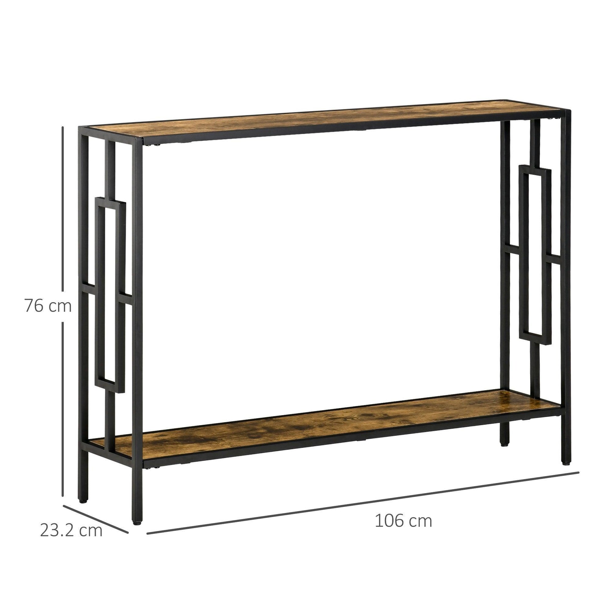 HOMCOM Industrial Console Table with Storage - Rustic Brown - ALL4U RETAILER LTD