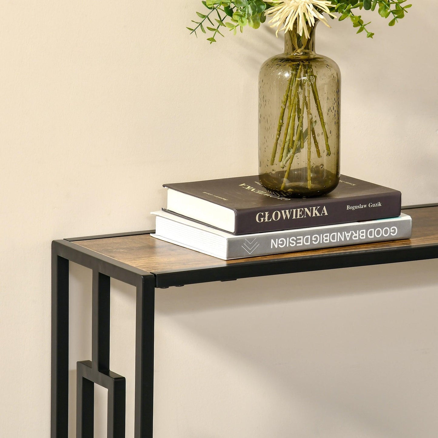 HOMCOM Industrial Console Table with Storage - Rustic Brown - ALL4U RETAILER LTD