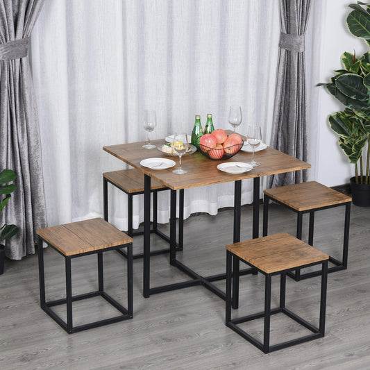 HOMCOM Industrial Dining Set with Metal Frames & Compact Seating - ALL4U RETAILER LTD