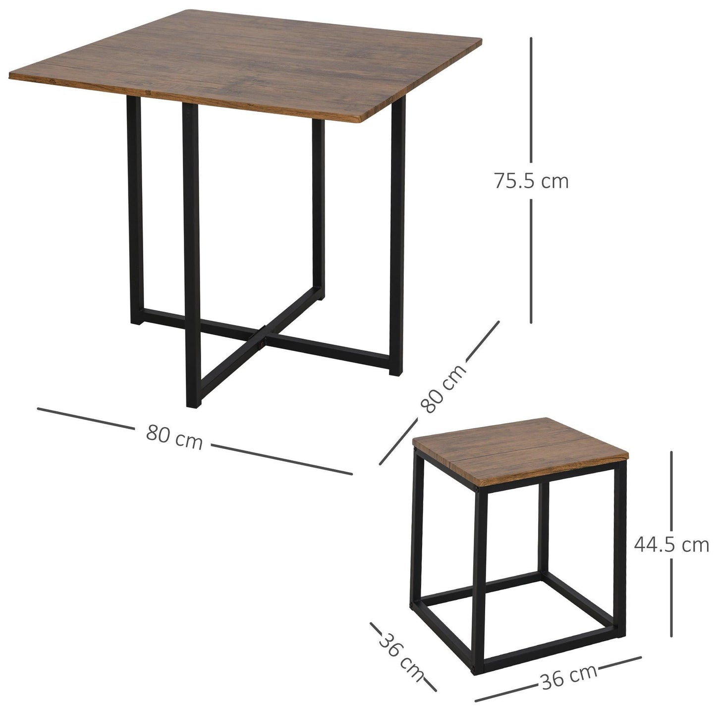 HOMCOM Industrial Dining Set with Metal Frames & Compact Seating - ALL4U RETAILER LTD