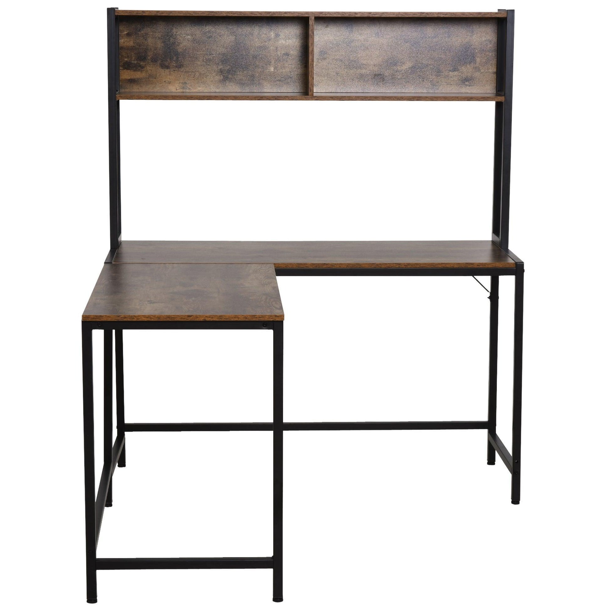 HOMCOM Industrial L-Shaped Desk with Storage - Study Workstation - ALL4U RETAILER LTD