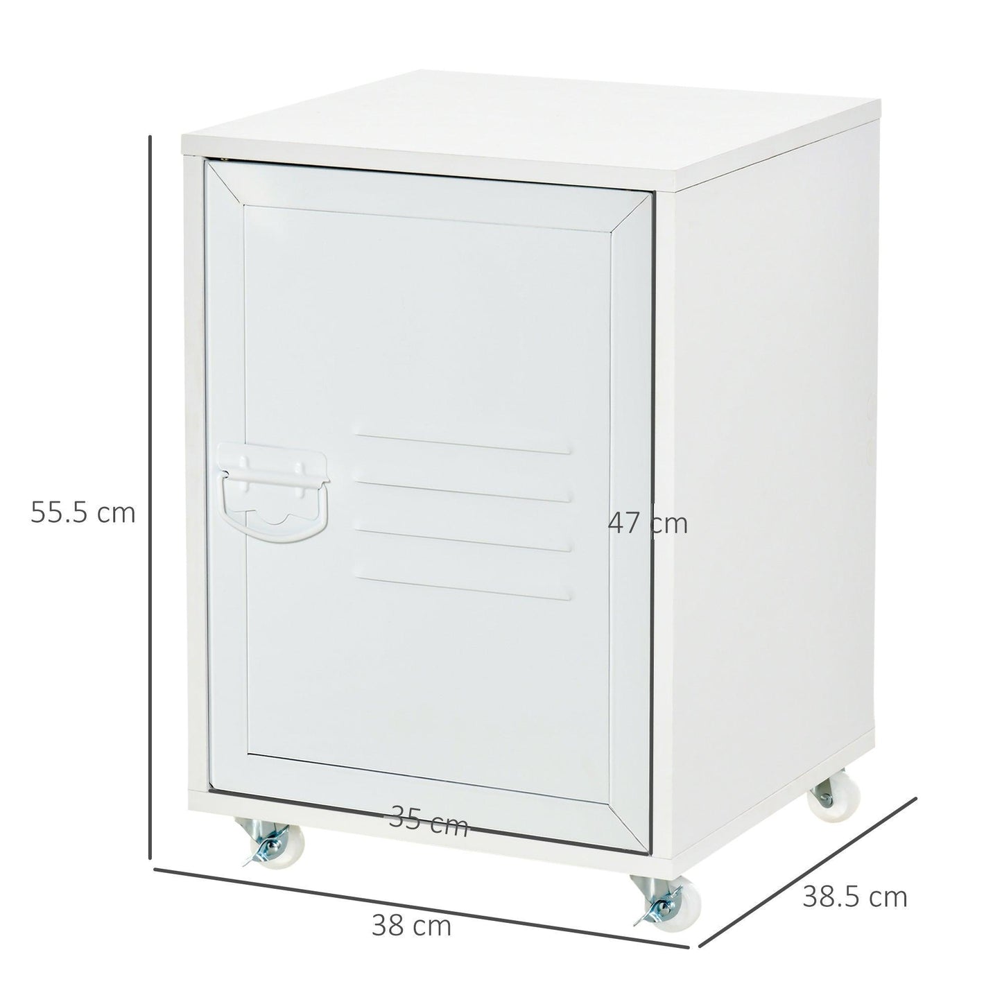 HOMCOM Industrial Rolling Bedside Table: Mobile Storage Cabinet - ALL4U RETAILER LTD