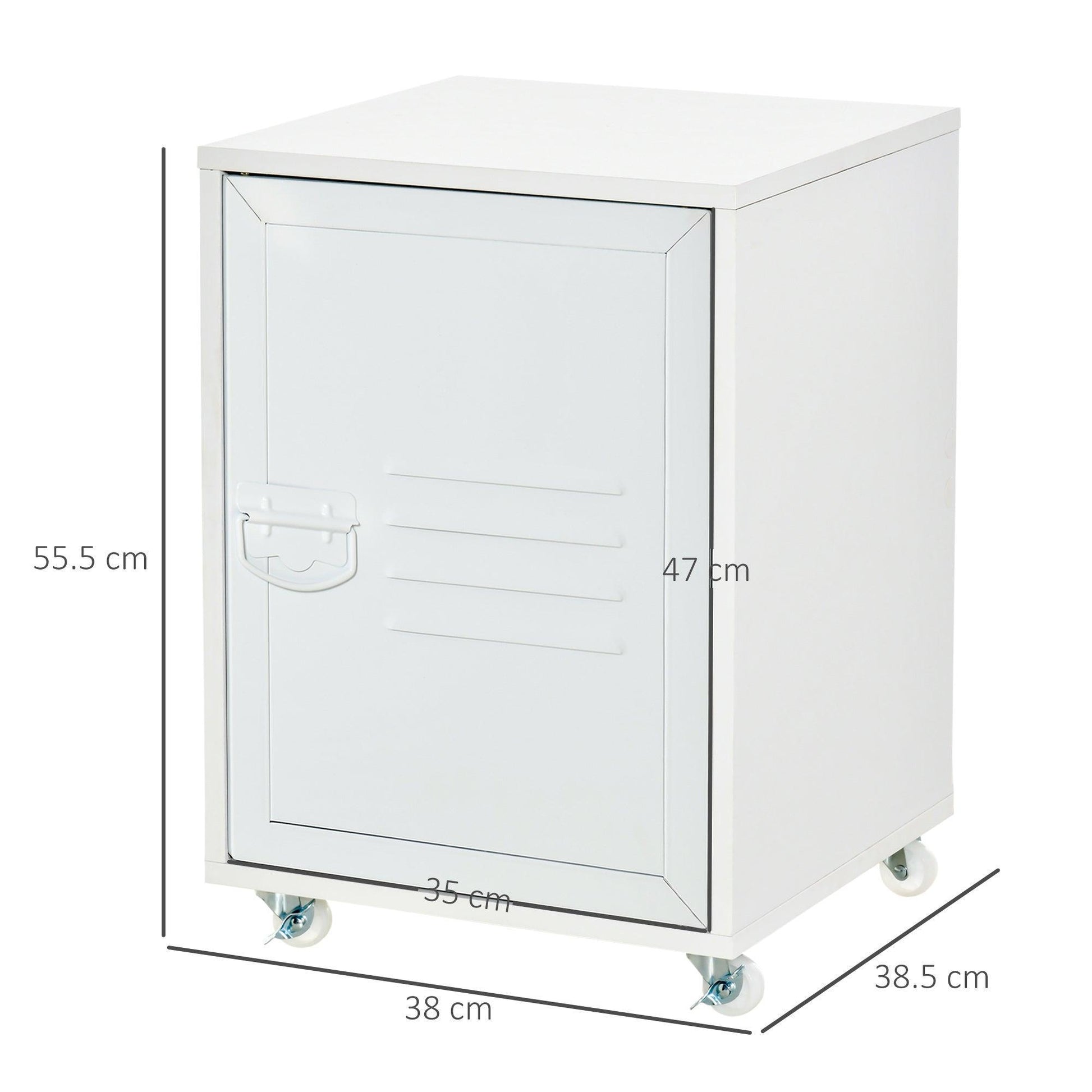 HOMCOM Industrial Rolling Bedside Table: Mobile Storage Cabinet - ALL4U RETAILER LTD