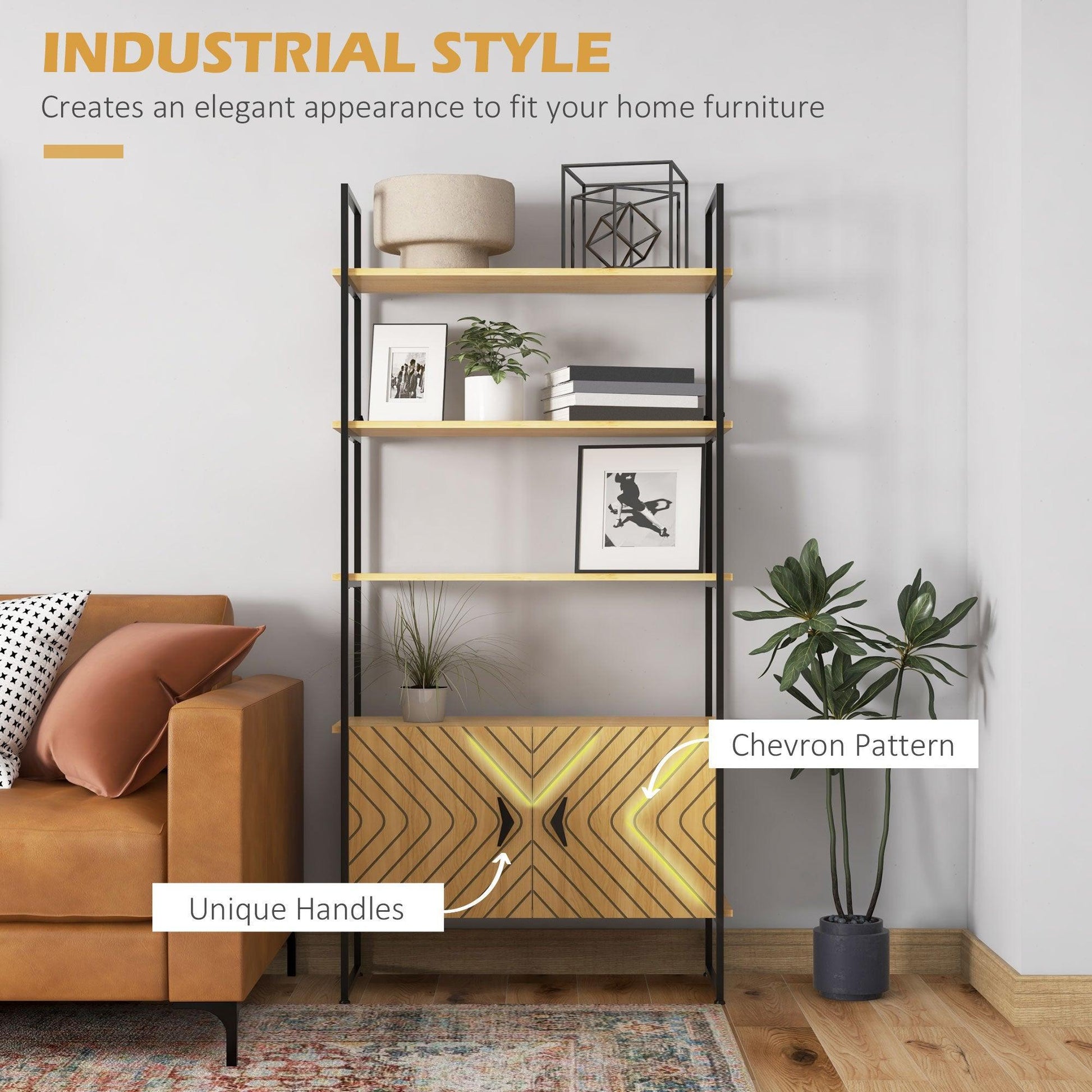 HOMCOM Industrial Storage Shelf with Cabinet - Stylish & Practical - ALL4U RETAILER LTD