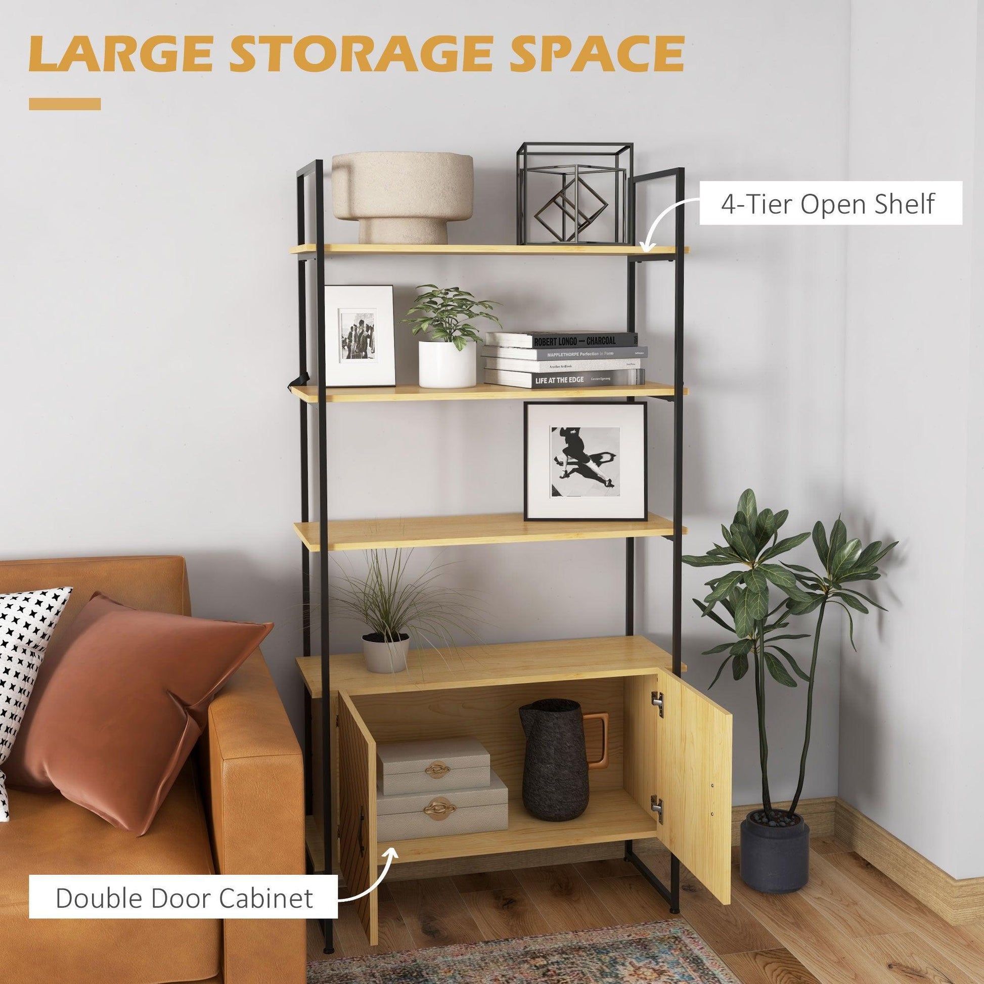 HOMCOM Industrial Storage Shelf with Cabinet - Stylish & Practical - ALL4U RETAILER LTD