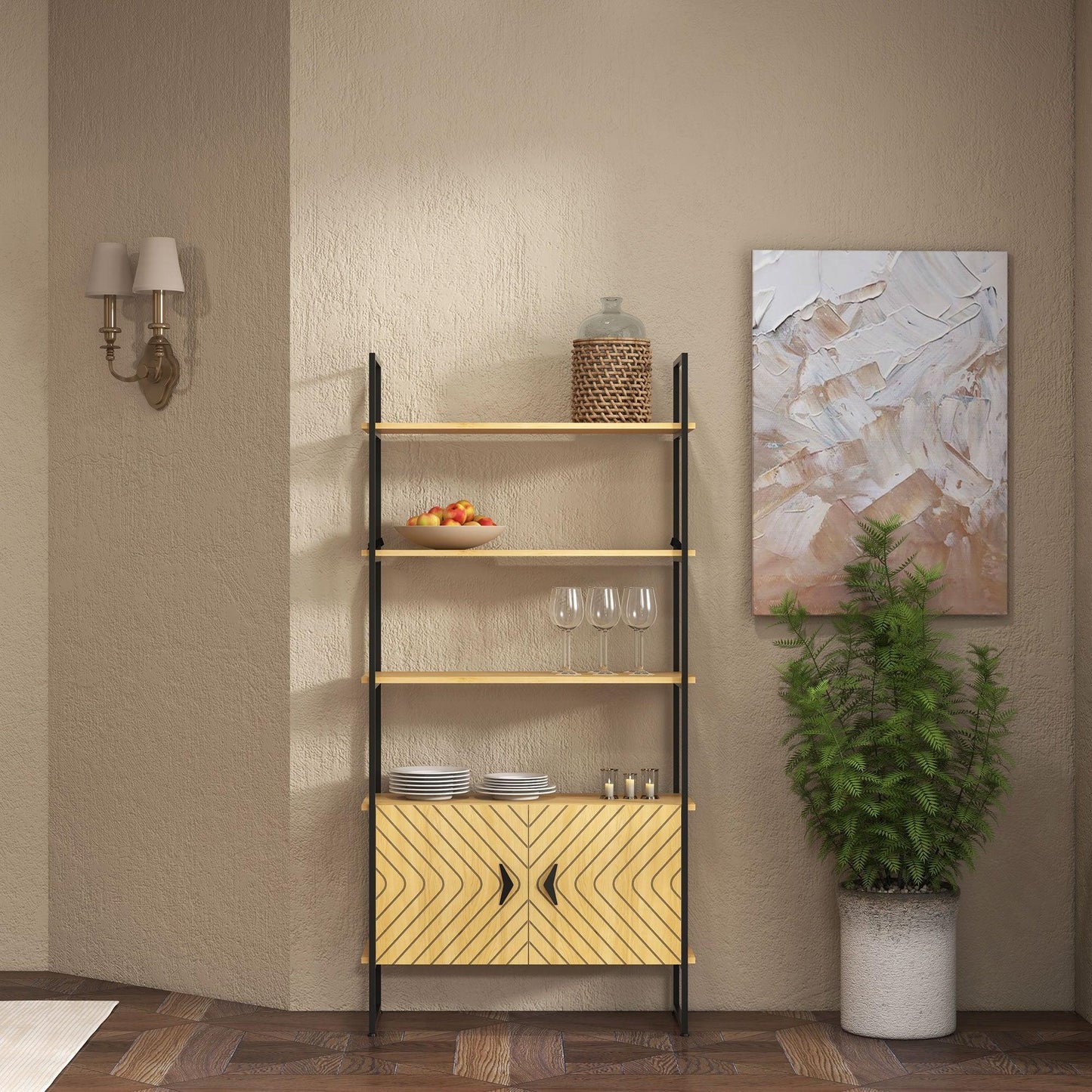 HOMCOM Industrial Storage Shelf with Cabinet - Stylish & Practical - ALL4U RETAILER LTD