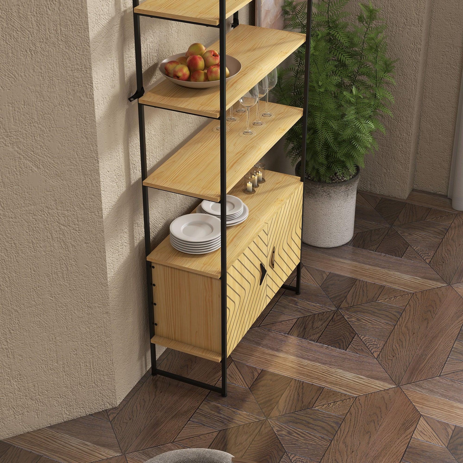 HOMCOM Industrial Storage Shelf with Cabinet - Stylish & Practical - ALL4U RETAILER LTD